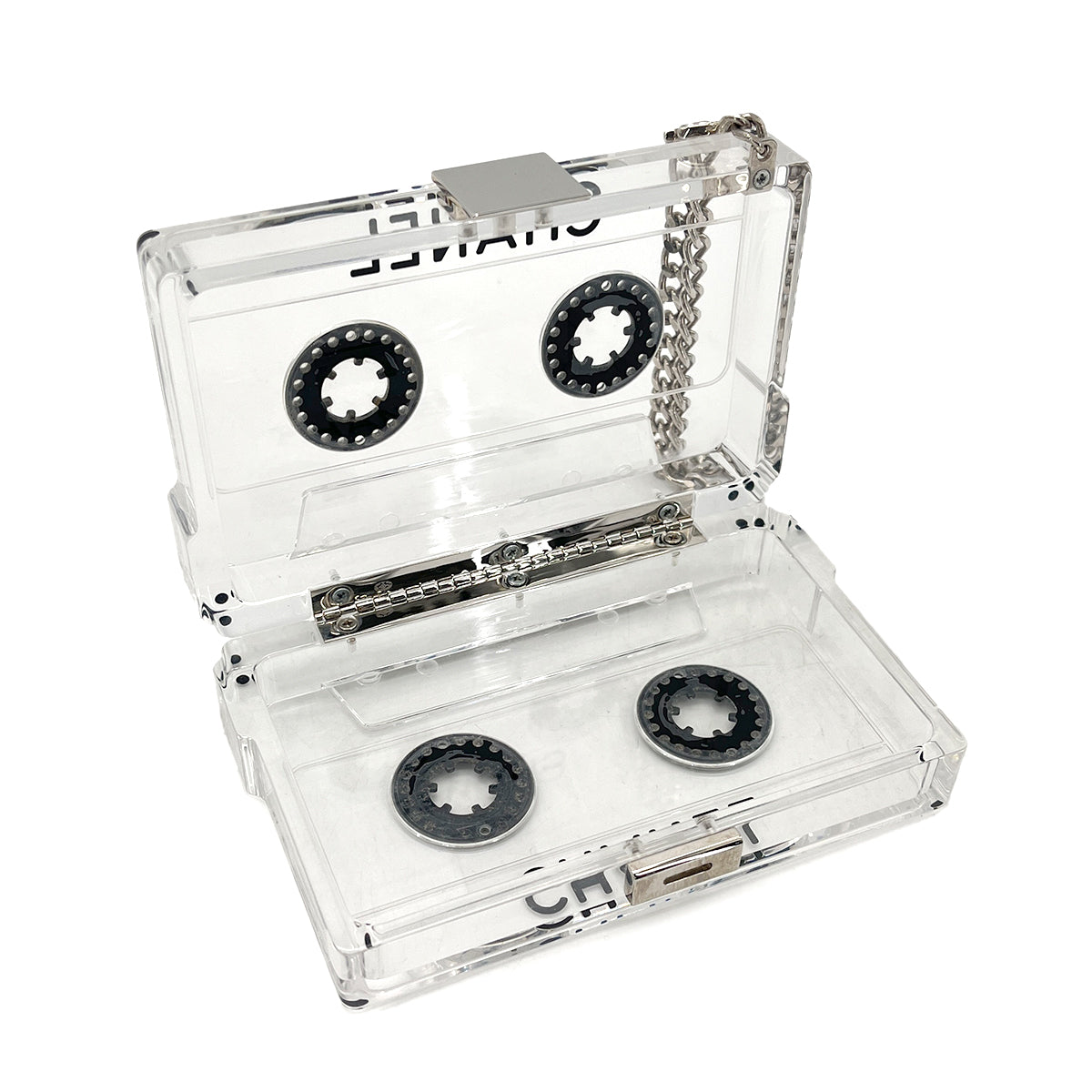 CHANEL CHANEL CASSETTE TAPE MOTIF CLUTCH BAG CLEAR PLASTIC 04P 90284414