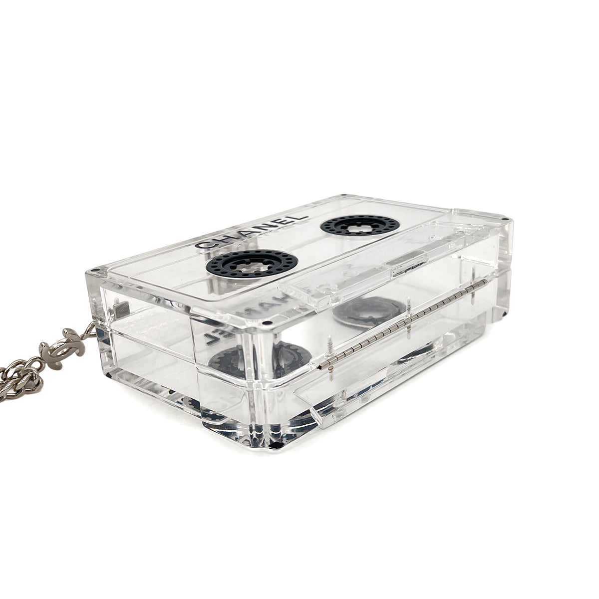 CHANEL CHANEL CASSETTE TAPE MOTIF CLUTCH BAG CLEAR PLASTIC 04P 90284414