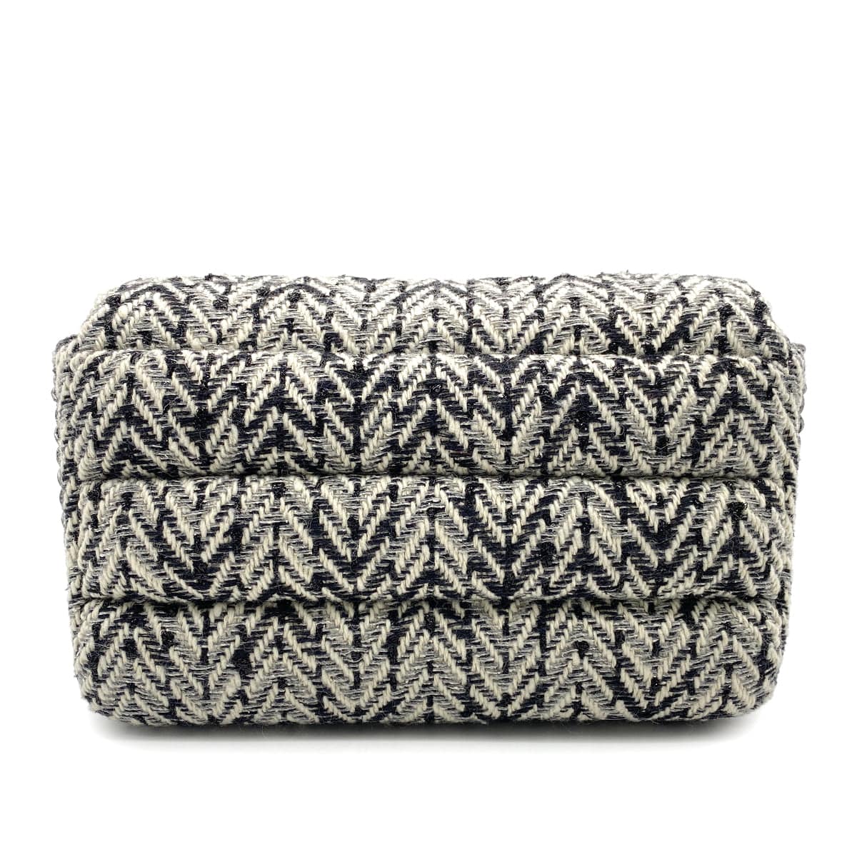 Chanel CHANEL CHAIN SHOULDER BAG BLACK WHITE TWEED 90268081