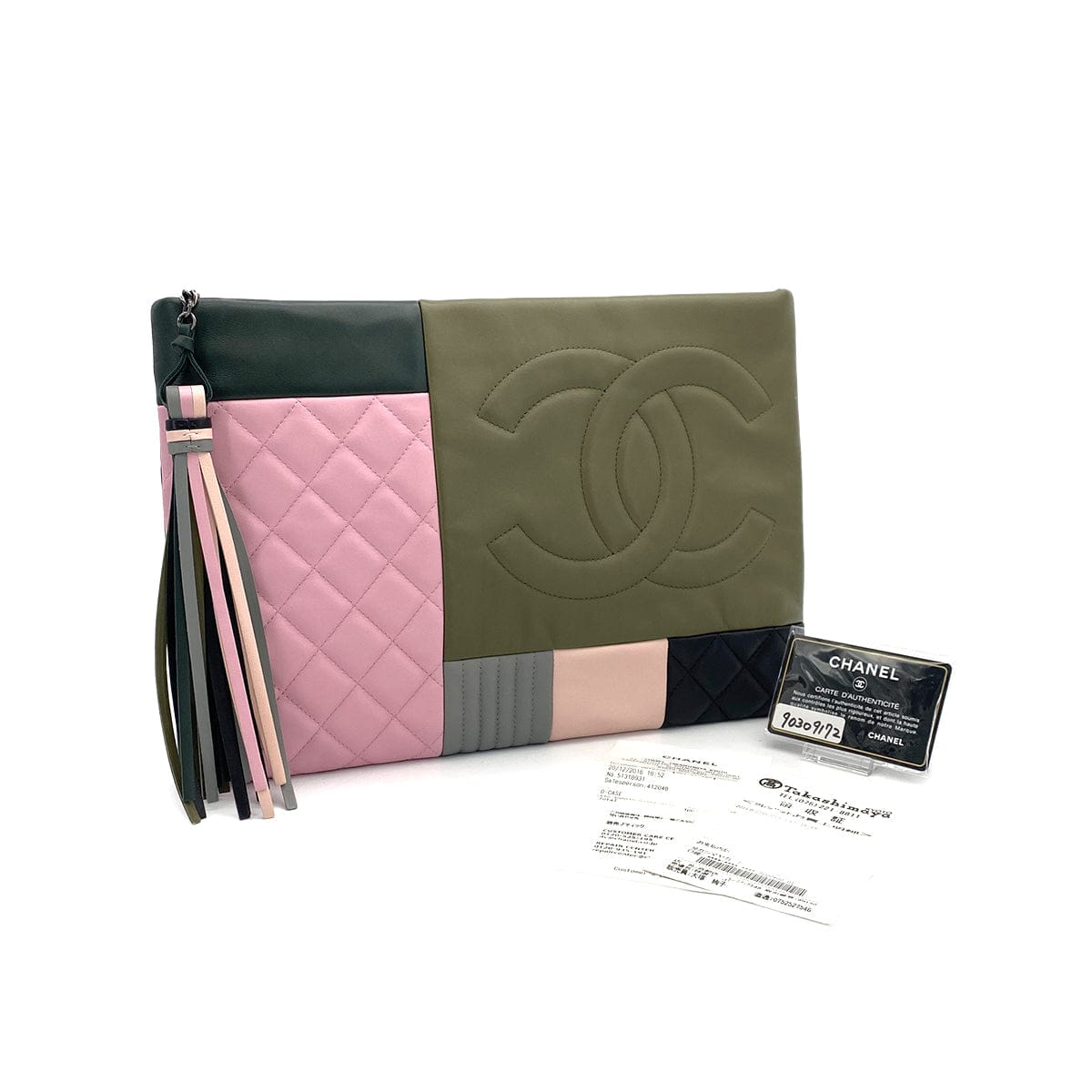 CHANEL CHANEL COCOMARK MATELASSE PATCHWORK CLUTCH BAG MULTICOLOR LEATHER 90309172