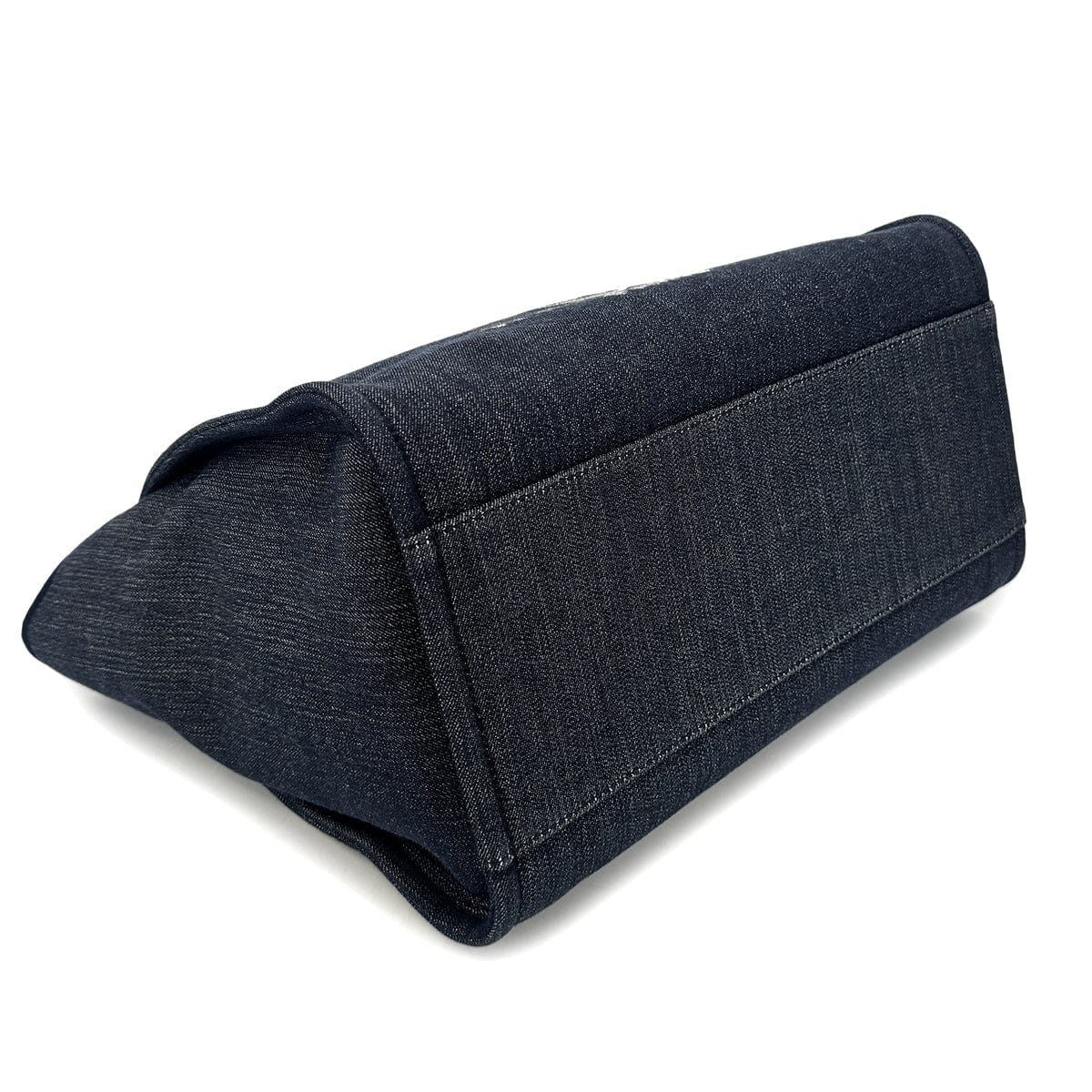 CHANEL CHANEL DEAUVILLE GM CHAIN TOTE BAG NAVY CANVAS LEATHER 90301111