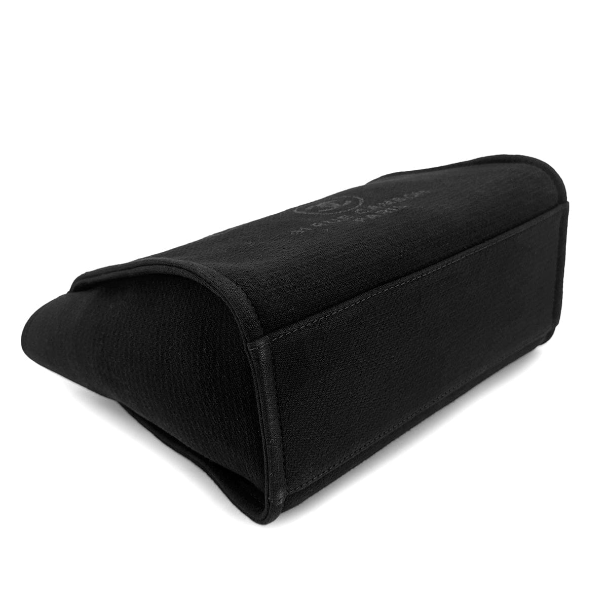 CHANEL CHANEL DEAUVILLE MM CHAIN TOTE BAG BLACK CANVAS LEATHER 90301107