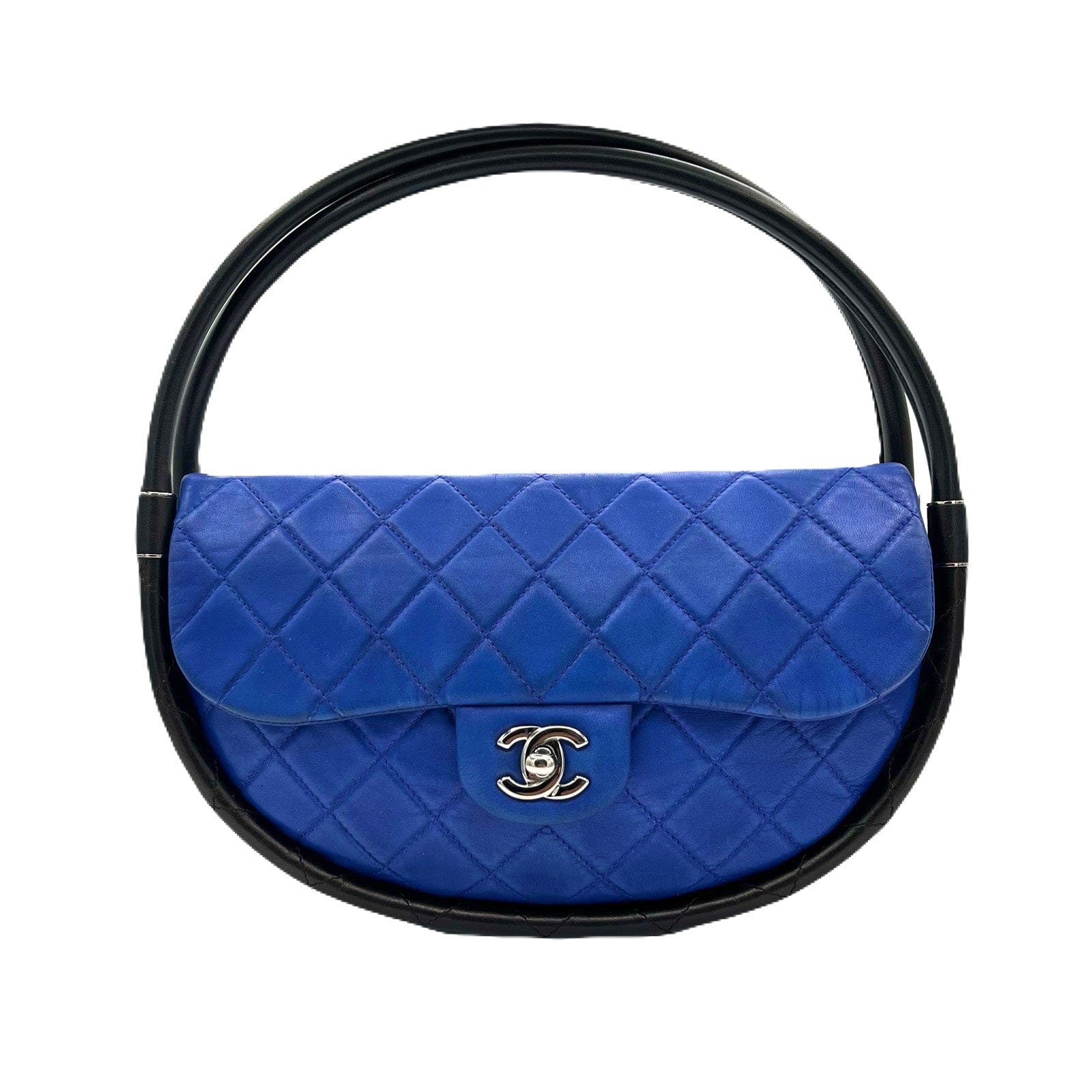 Chanel CHANEL HULA HOOP CROSS HAND BAG BLUE BLACK LAMB SKIN 90223218