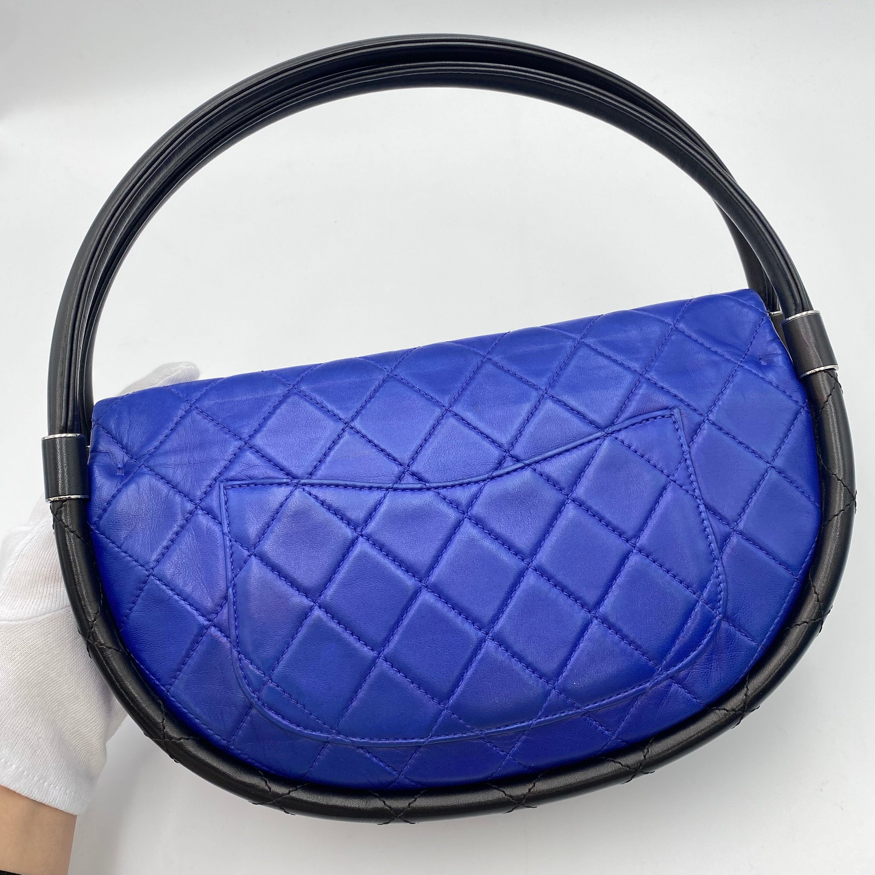 Chanel CHANEL HULA HOOP CROSS HAND BAG BLUE BLACK LAMB SKIN 90223218