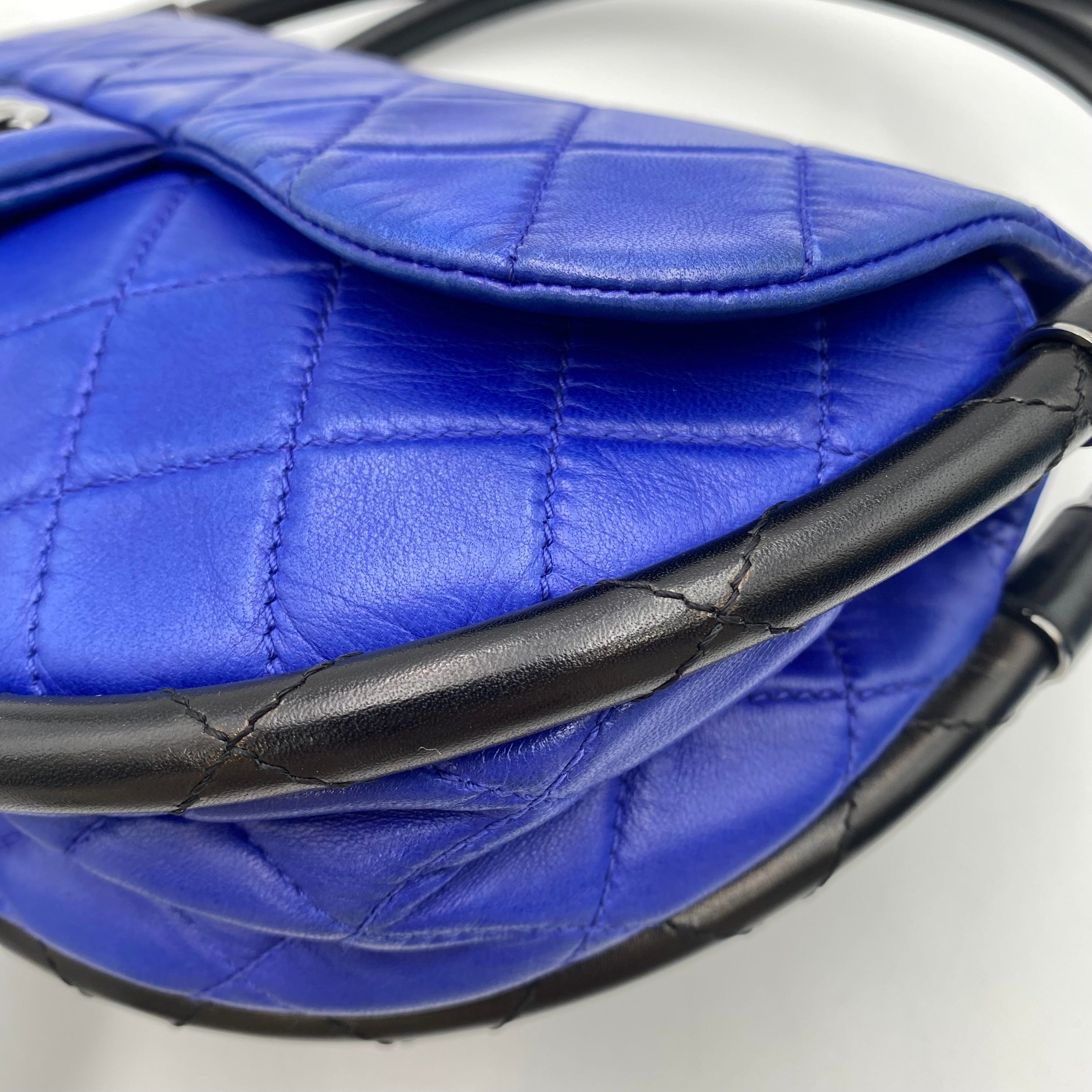 Chanel CHANEL HULA HOOP CROSS HAND BAG BLUE BLACK LAMB SKIN 90223218