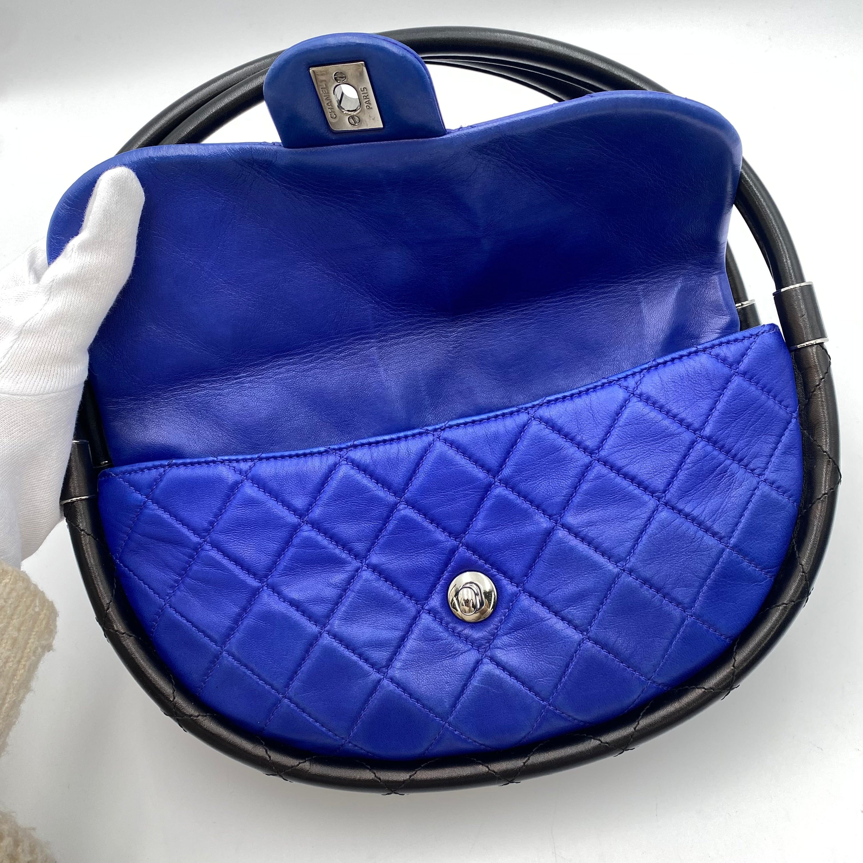 Chanel CHANEL HULA HOOP CROSS HAND BAG BLUE BLACK LAMB SKIN 90223218