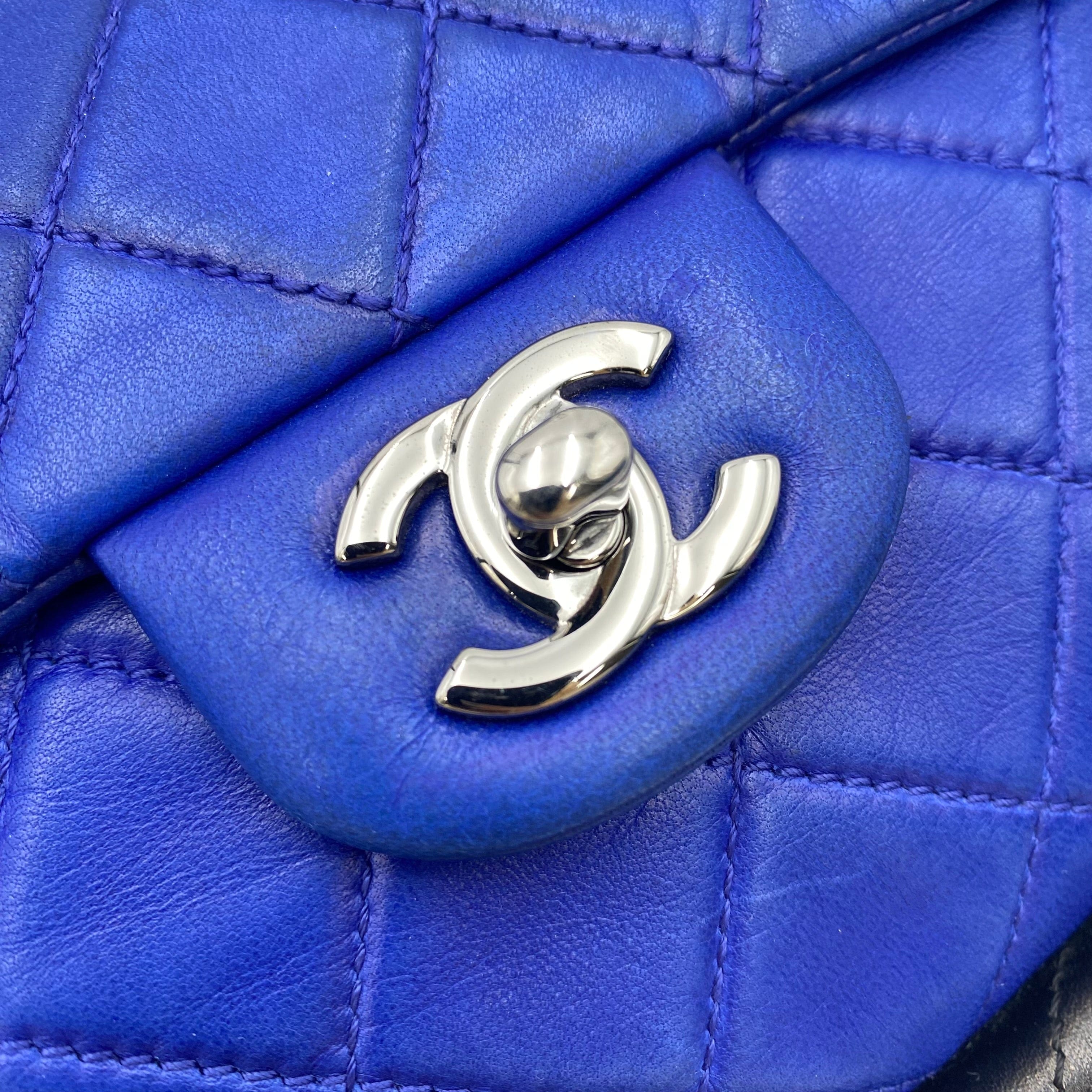 Chanel CHANEL HULA HOOP CROSS HAND BAG BLUE BLACK LAMB SKIN 90223218
