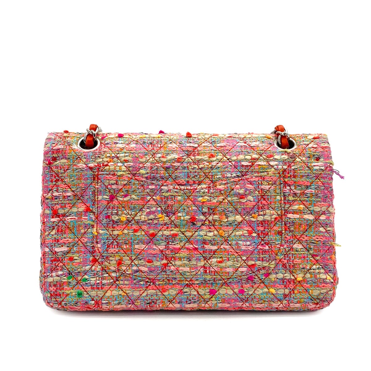 CHANEL CHANEL MATELASSE CHAIN SHOULDER BAG PINK MULTICOLOR TWEED SILVER HARDWARE 90326719