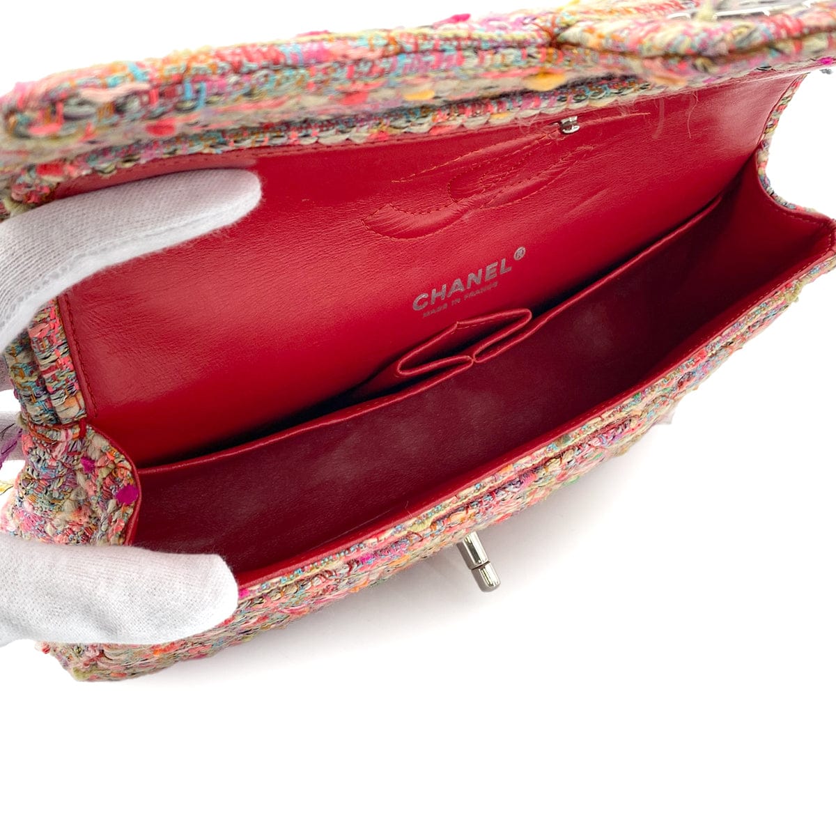 CHANEL CHANEL MATELASSE CHAIN SHOULDER BAG PINK MULTICOLOR TWEED SILVER HARDWARE 90326719