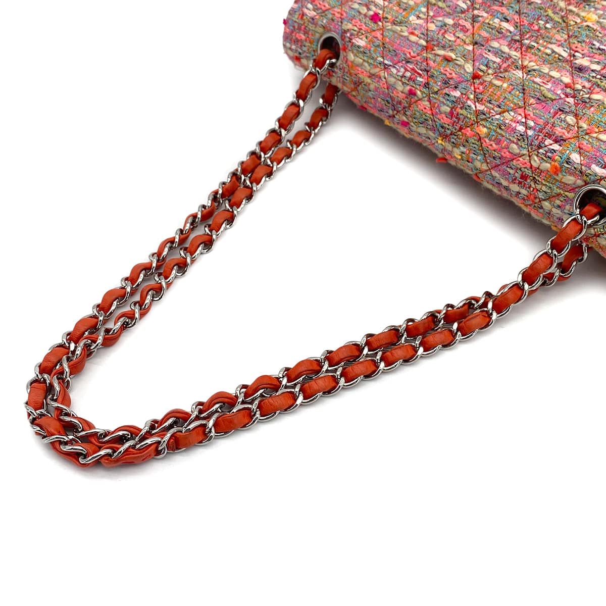 CHANEL CHANEL MATELASSE CHAIN SHOULDER BAG PINK MULTICOLOR TWEED SILVER HARDWARE 90326719