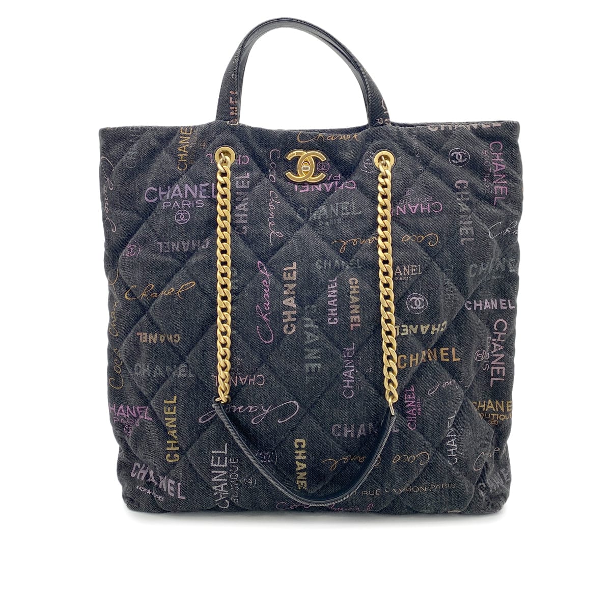 CHANEL CHANEL MAXI SHOPPINGBAG 2WAY TOTE BAG BLACK DENIM 90265297