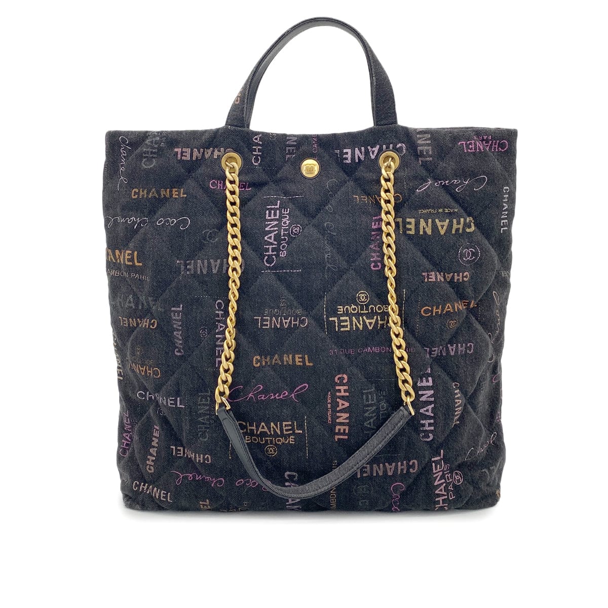 CHANEL CHANEL MAXI SHOPPINGBAG 2WAY TOTE BAG BLACK DENIM 90265297