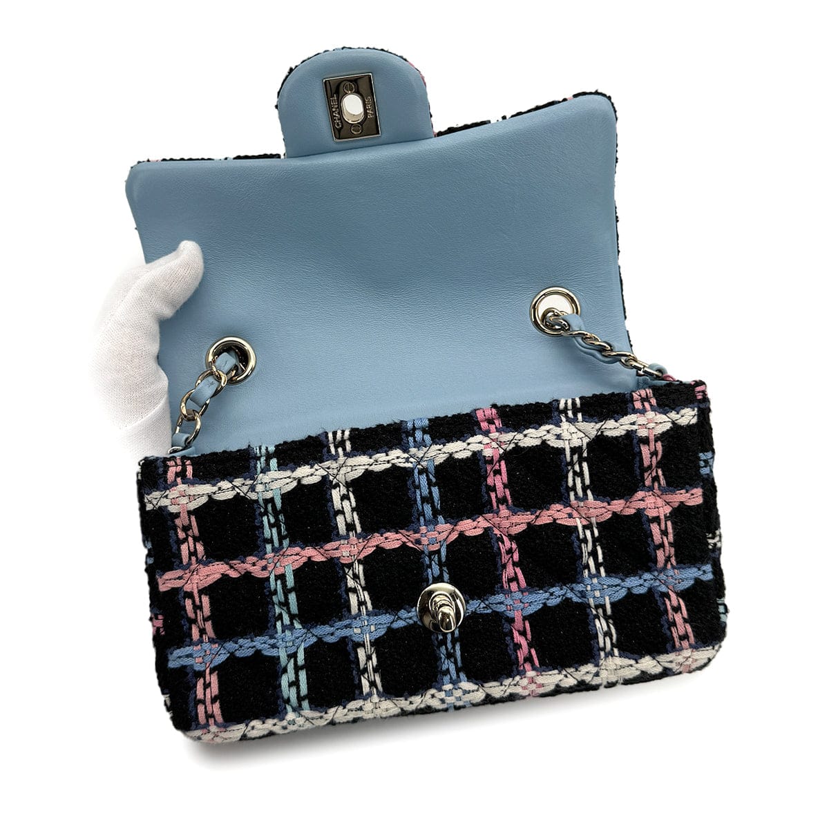 CHANEL CHANEL MINI MATELASSE CHAIN SHOULDER BAG MULTICOLOR TWEED GOLD HARDWARE 90313579