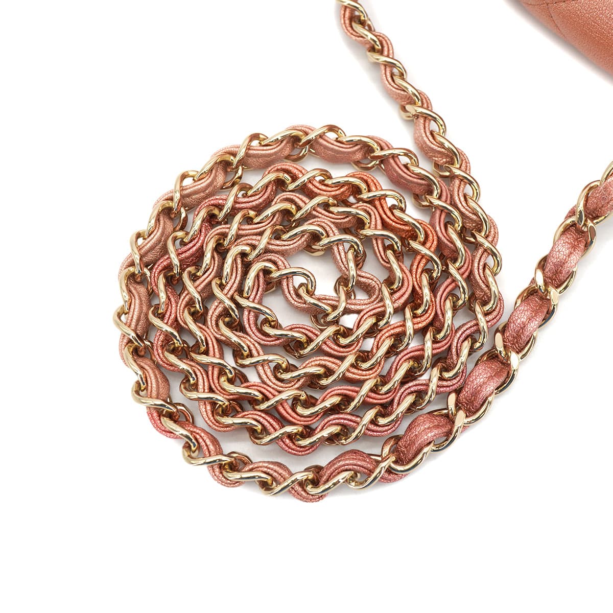 CHANEL CHANEL MINI MATELASSE CHAIN SHUOLDER BAG METALLIC PINK LEATHER GOLD HARDWARE 90327262