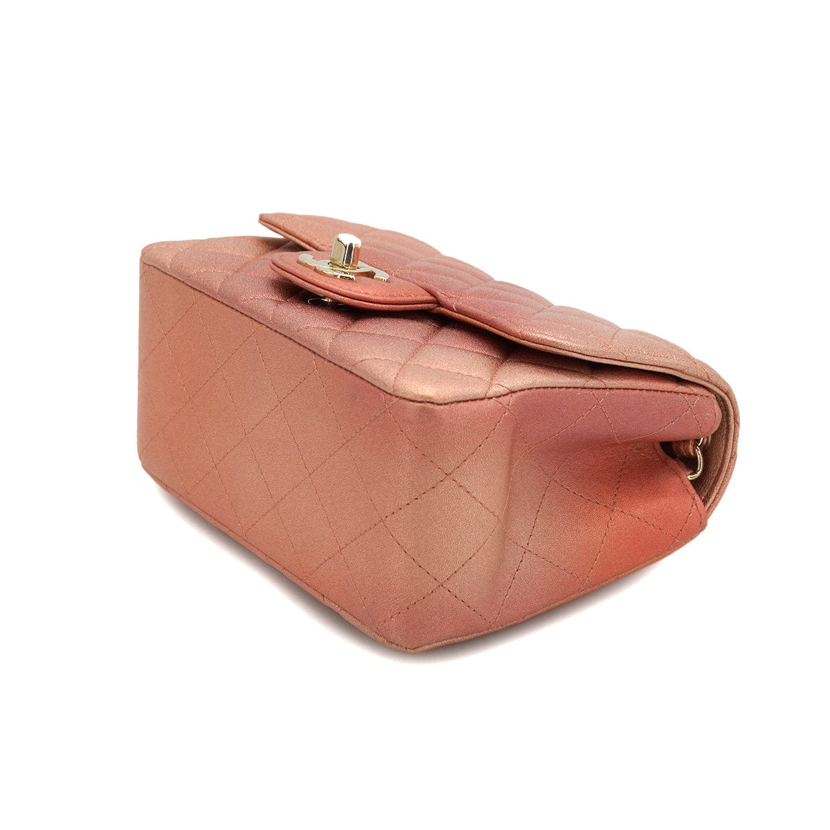 CHANEL CHANEL MINI MATELASSE CHAIN SHUOLDER BAG METALLIC PINK LEATHER GOLD HARDWARE 90327262