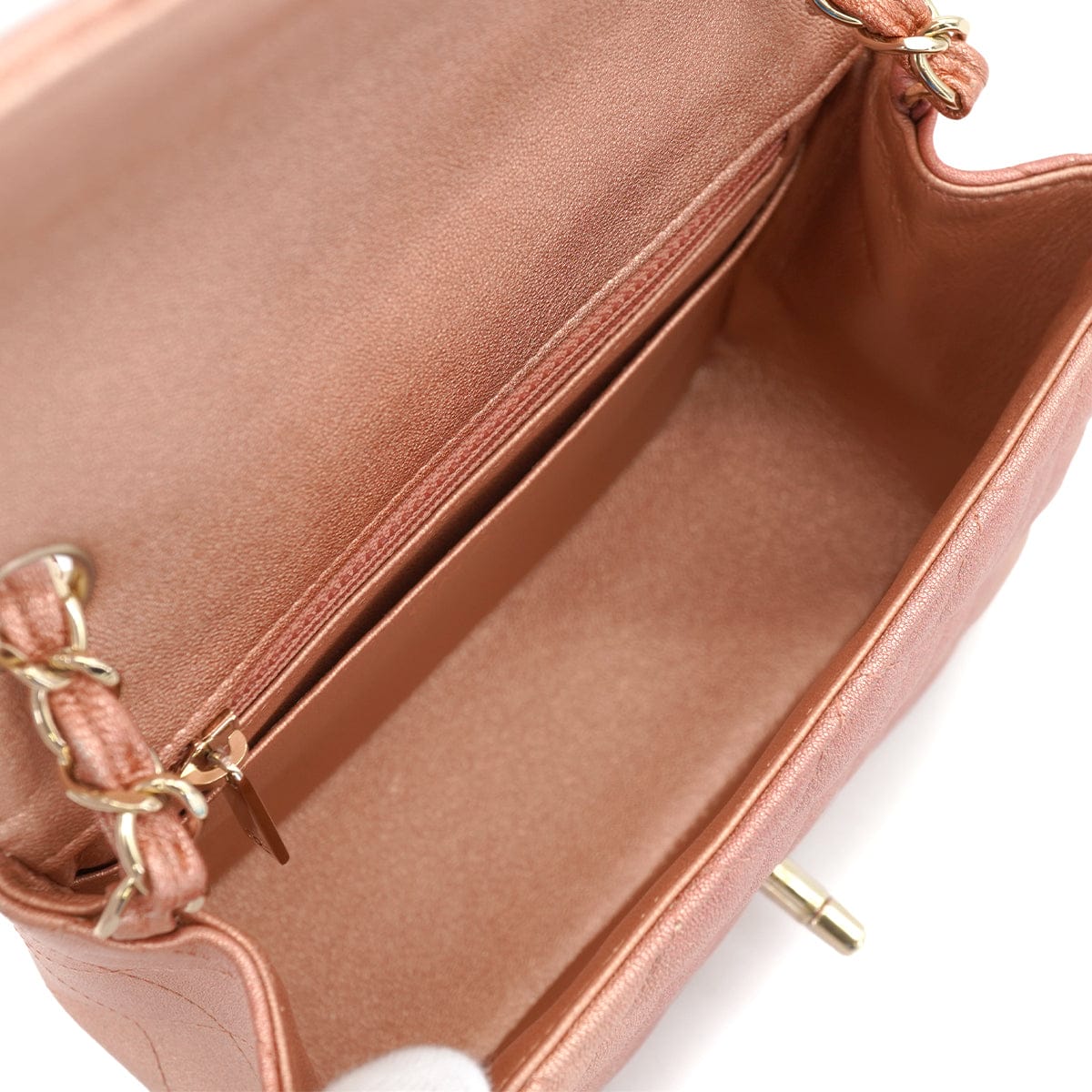 CHANEL CHANEL MINI MATELASSE CHAIN SHUOLDER BAG METALLIC PINK LEATHER GOLD HARDWARE 90327262
