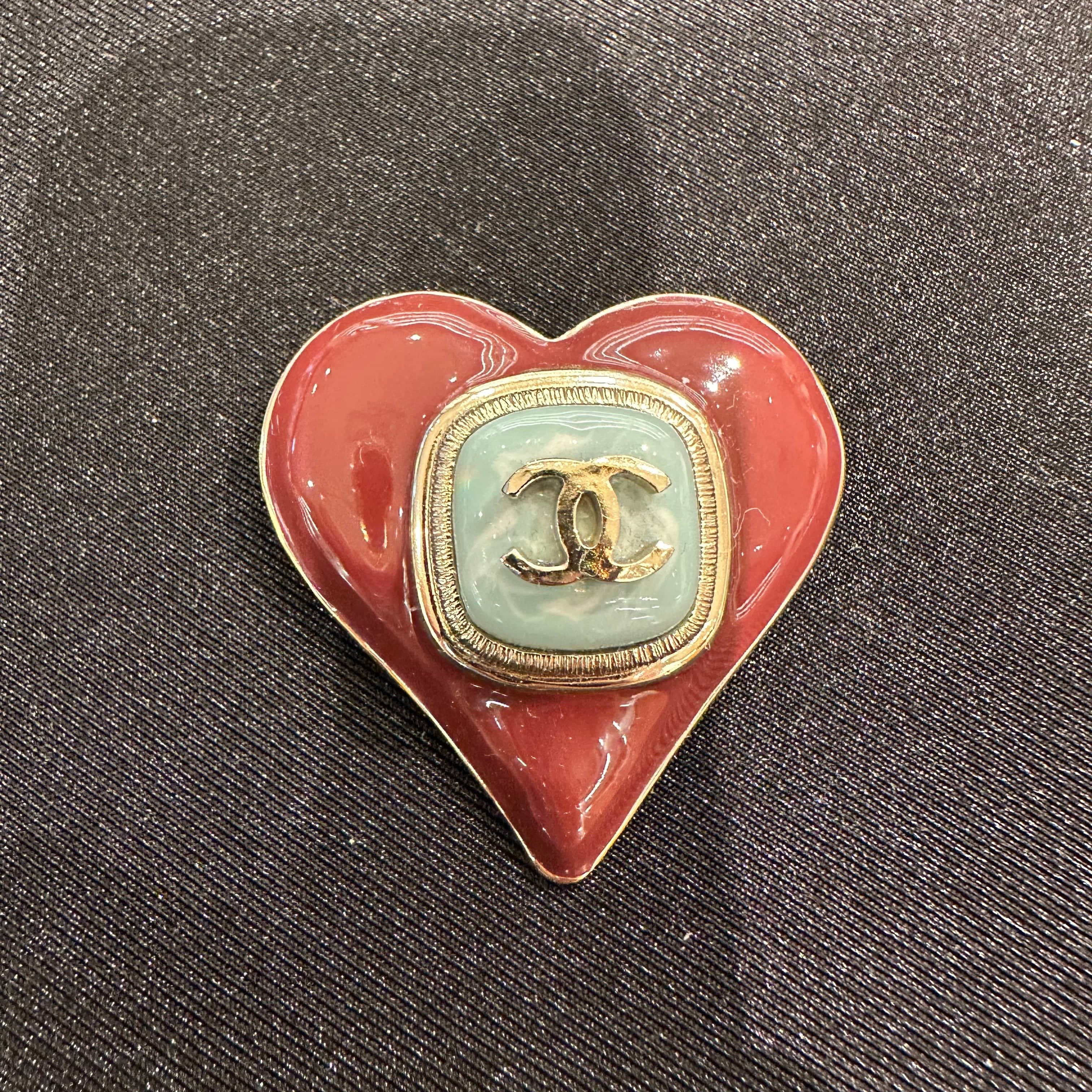 Chanel Chanel Rouge Enamel Heart Brooch