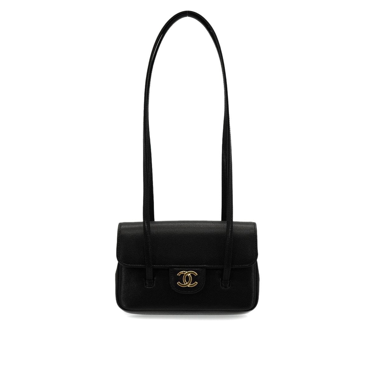 CHANEL CHANEL STRAP CLUTCH BAG BLACK CAVIAR SKIN GOLD HARDWARE AP5068 90326678