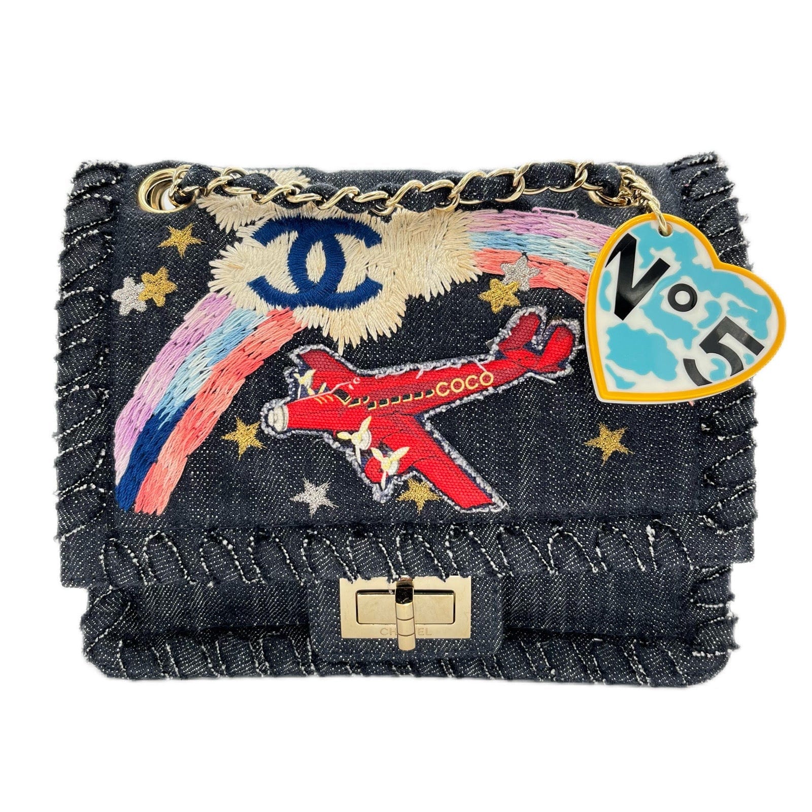Chanel CHANEL VINTAGE 2.55 NIGHT FLIGHT CHAIN SHOULDER BAG DENIM 90214964