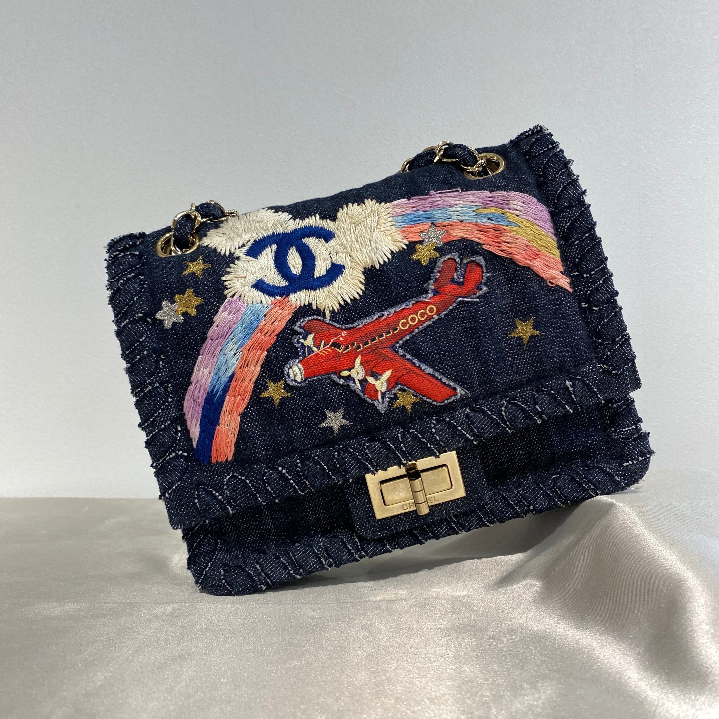 Chanel CHANEL VINTAGE 2.55 NIGHT FLIGHT CHAIN SHOULDER BAG DENIM 90214964