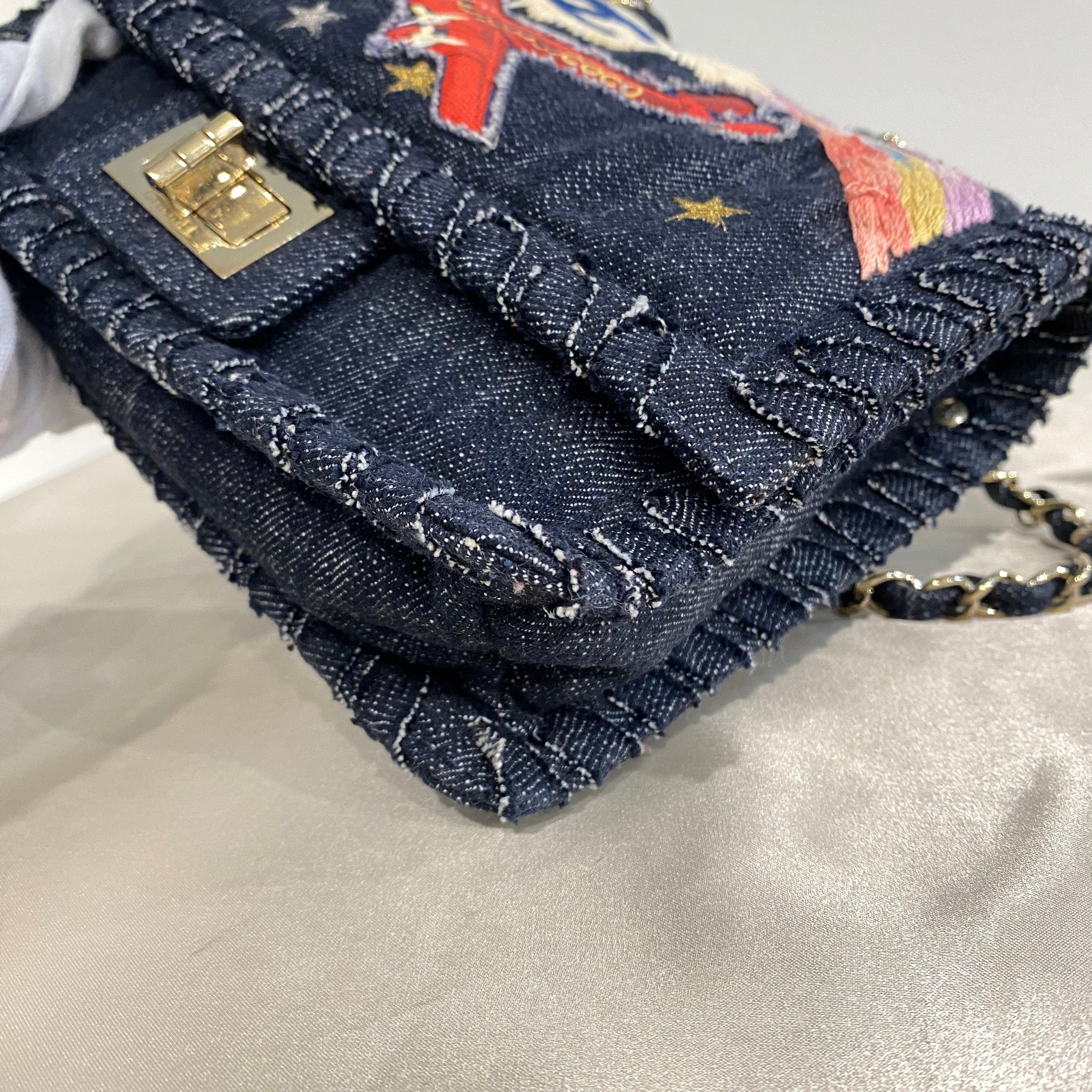 Chanel CHANEL VINTAGE 2.55 NIGHT FLIGHT CHAIN SHOULDER BAG DENIM 90214964