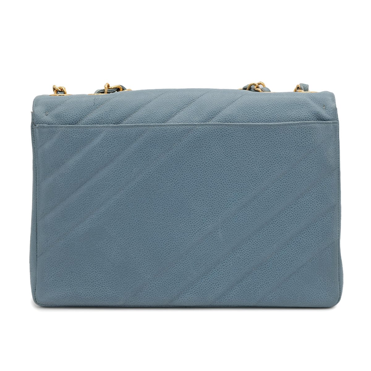 CHANEL CHANEL VINTAGE BIAS STITCH CHAIN SHOULDER BAG BLUE CAVIAR SKIN 90310126