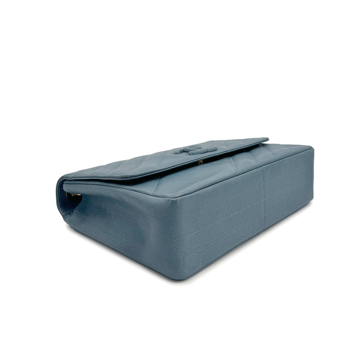 CHANEL CHANEL VINTAGE BIAS STITCH CHAIN SHOULDER BAG BLUE CAVIAR SKIN 90310126