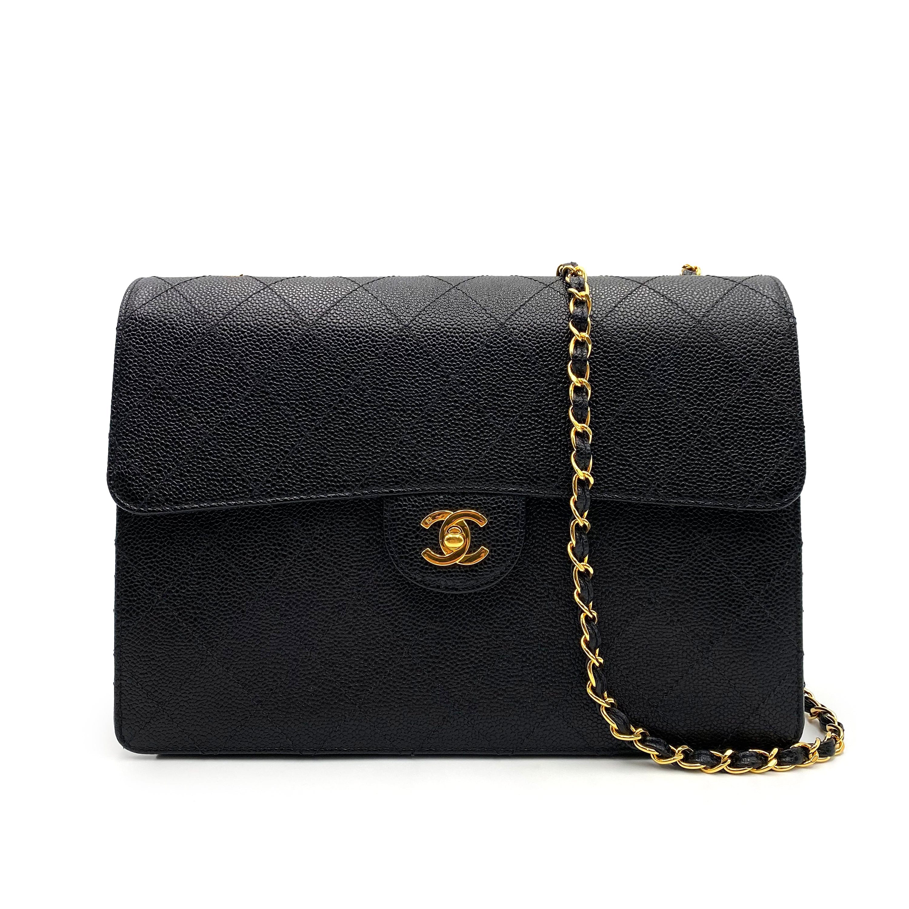 Chanel CHANEL VINTAGE BICOLORE CHAIN SHOULDER BAG BLACK CAVIAR SKIN 90230322