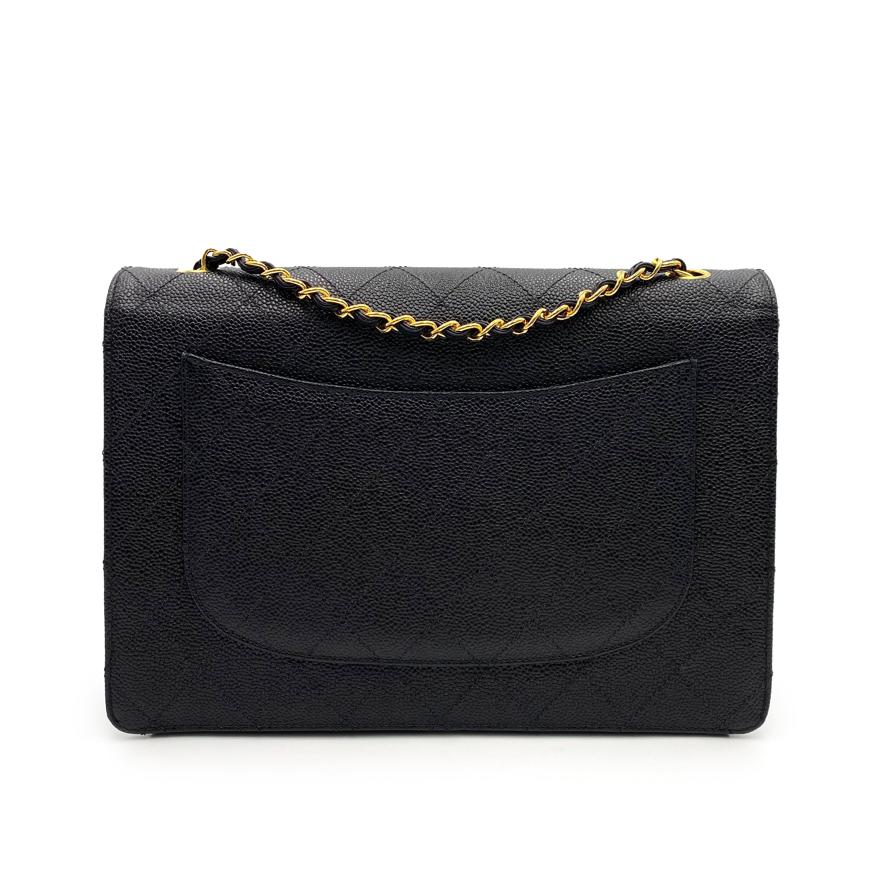 Chanel CHANEL VINTAGE BICOLORE CHAIN SHOULDER BAG BLACK CAVIAR SKIN 90230322