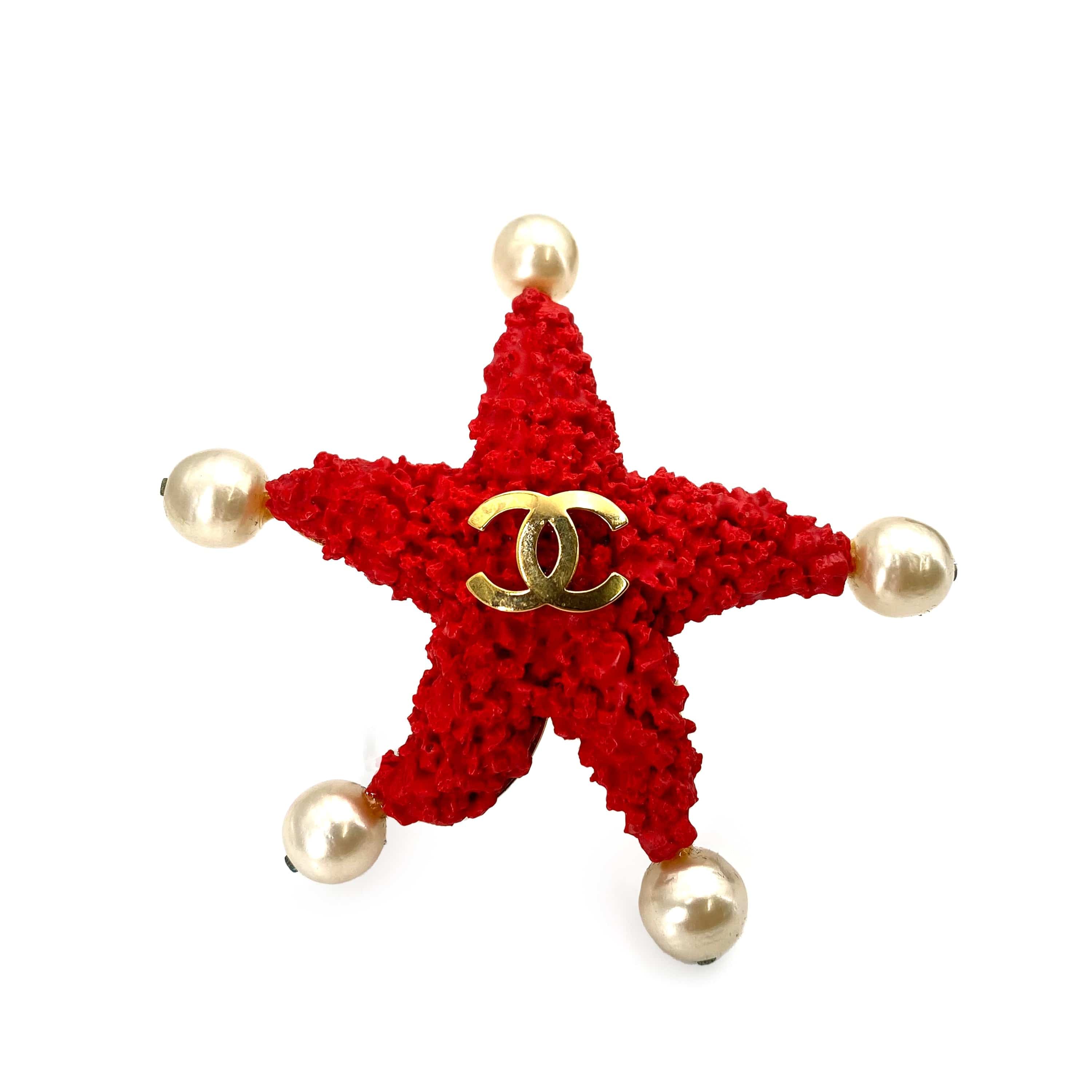 Chanel CHANEL VINTAGE BROACH STARFISH MOTIF COCOMARK FAKEPEARL ACCESSORY 93C 90242336