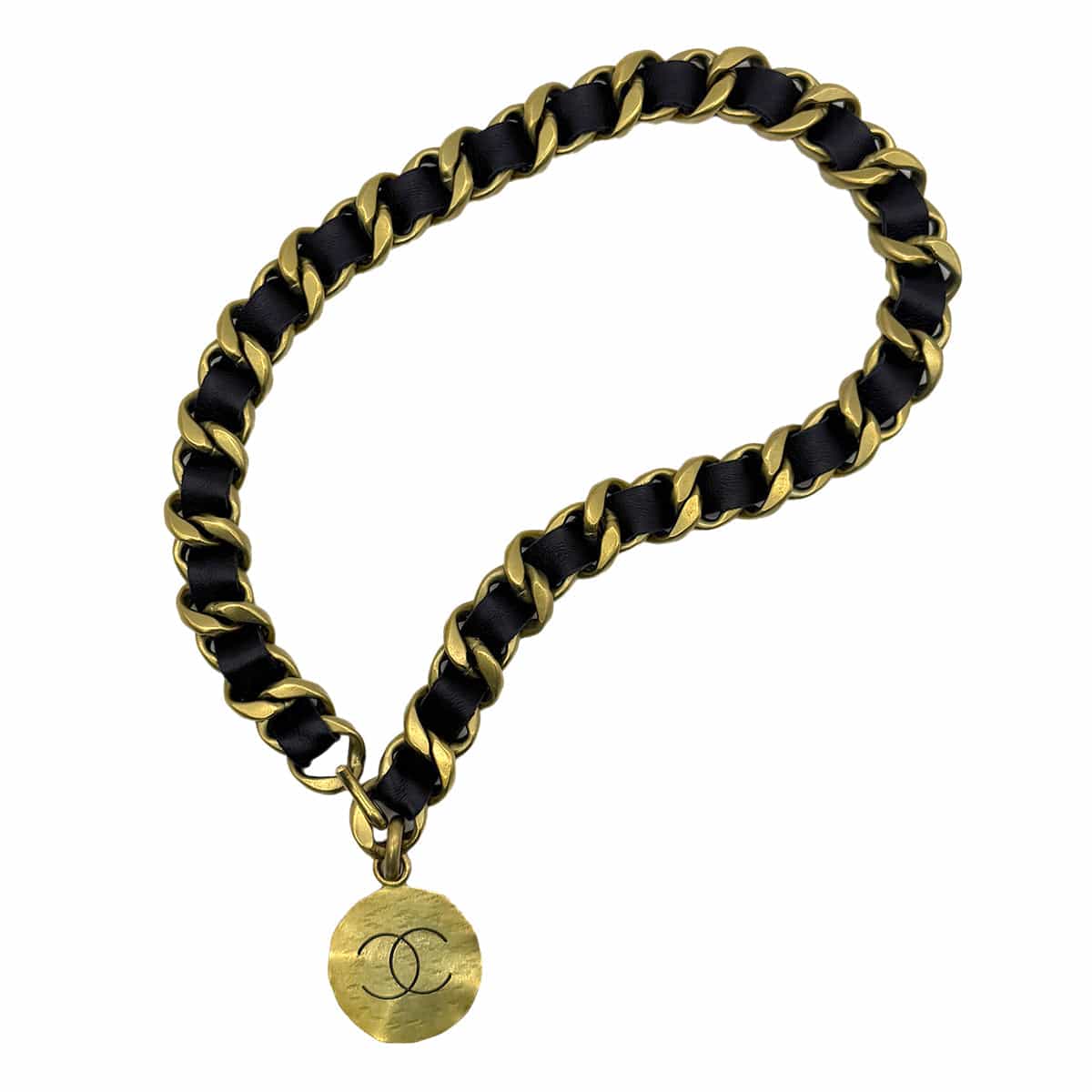 CHANEL CHANEL VINTAGE CHAIN BELT LEATHER COCOMARK ACCESSORY 94A 90259986
