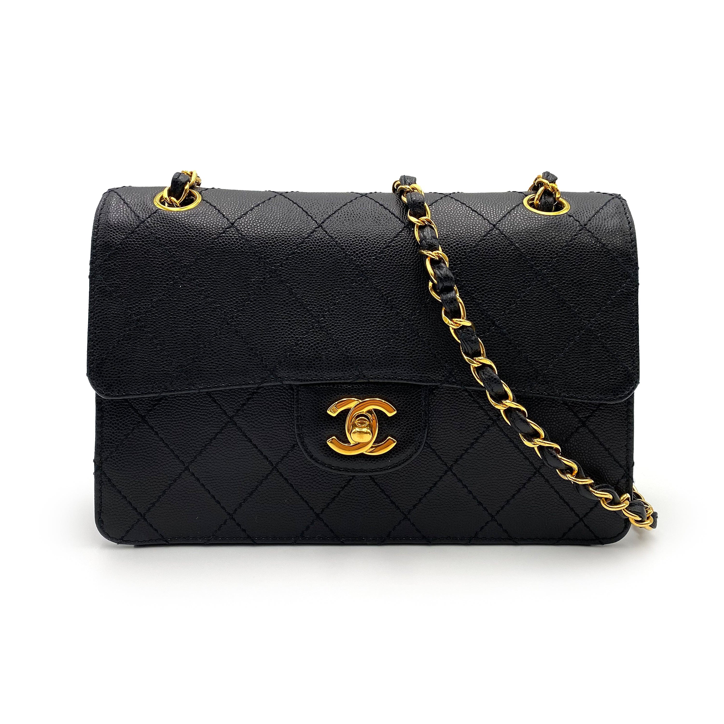 Chanel CHANEL VINTAGE CHAIN SHOULDER BAG BLACK CAVIAR SKIN 90226711