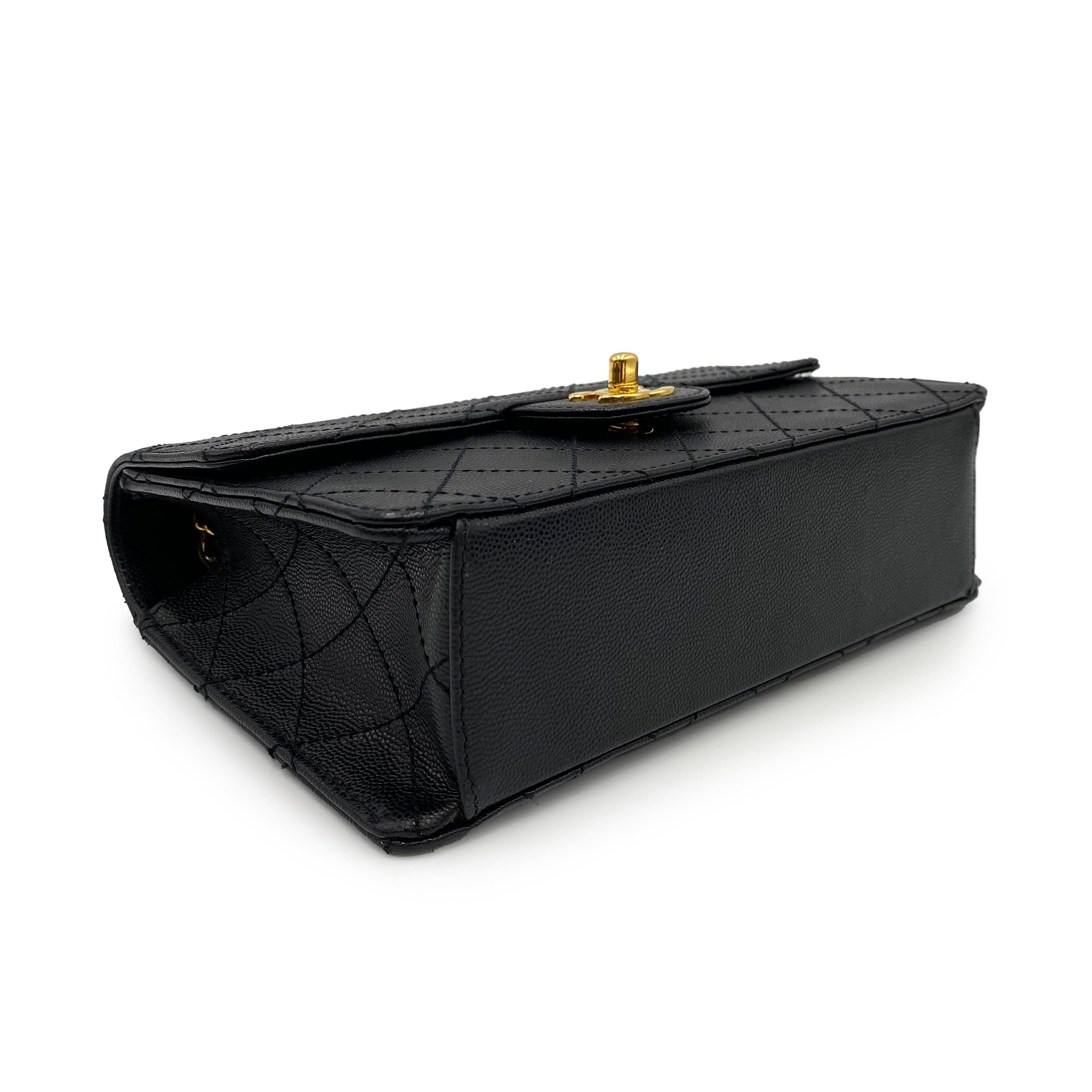 Chanel CHANEL VINTAGE CHAIN SHOULDER BAG BLACK CAVIAR SKIN 90226711