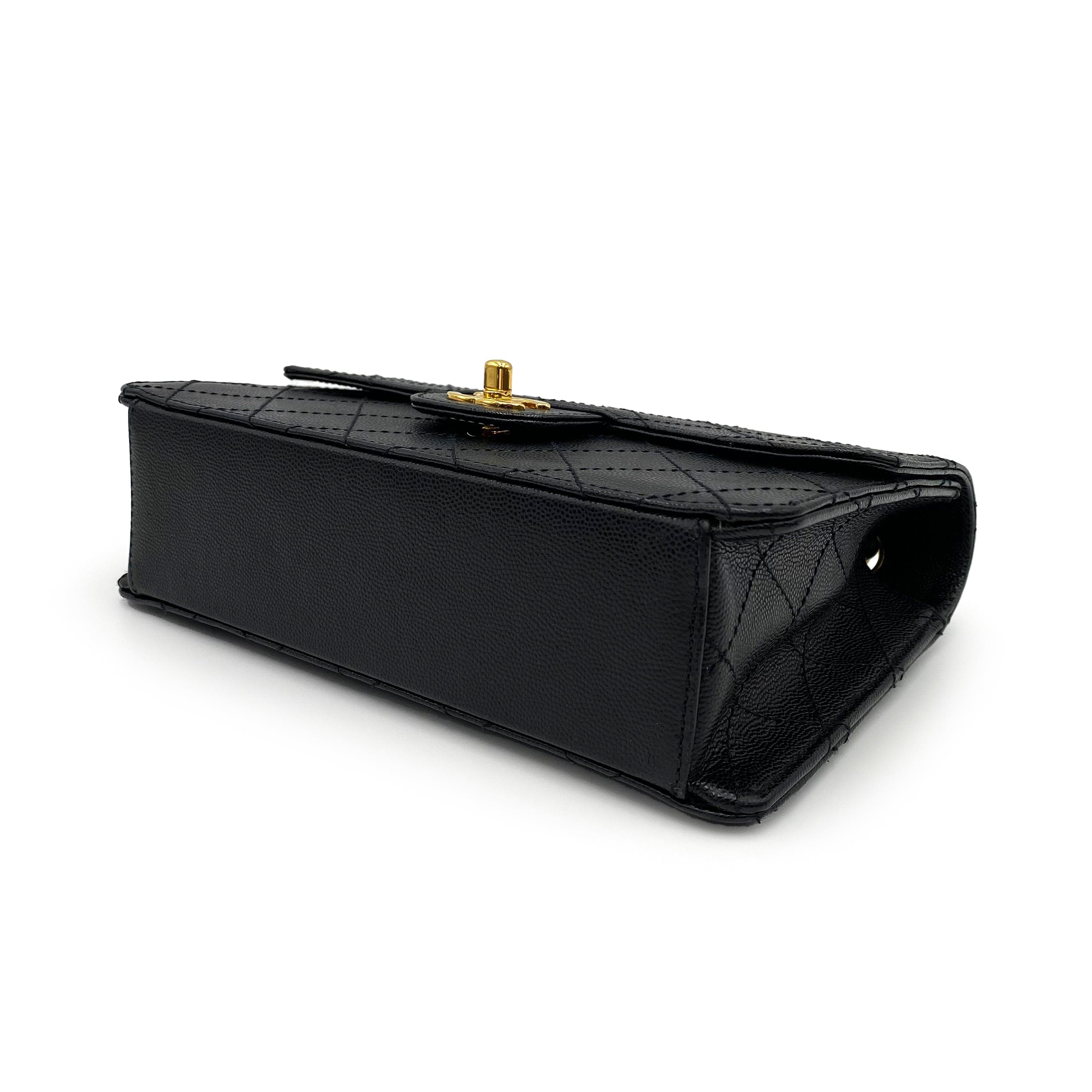 Chanel CHANEL VINTAGE CHAIN SHOULDER BAG BLACK CAVIAR SKIN 90226711