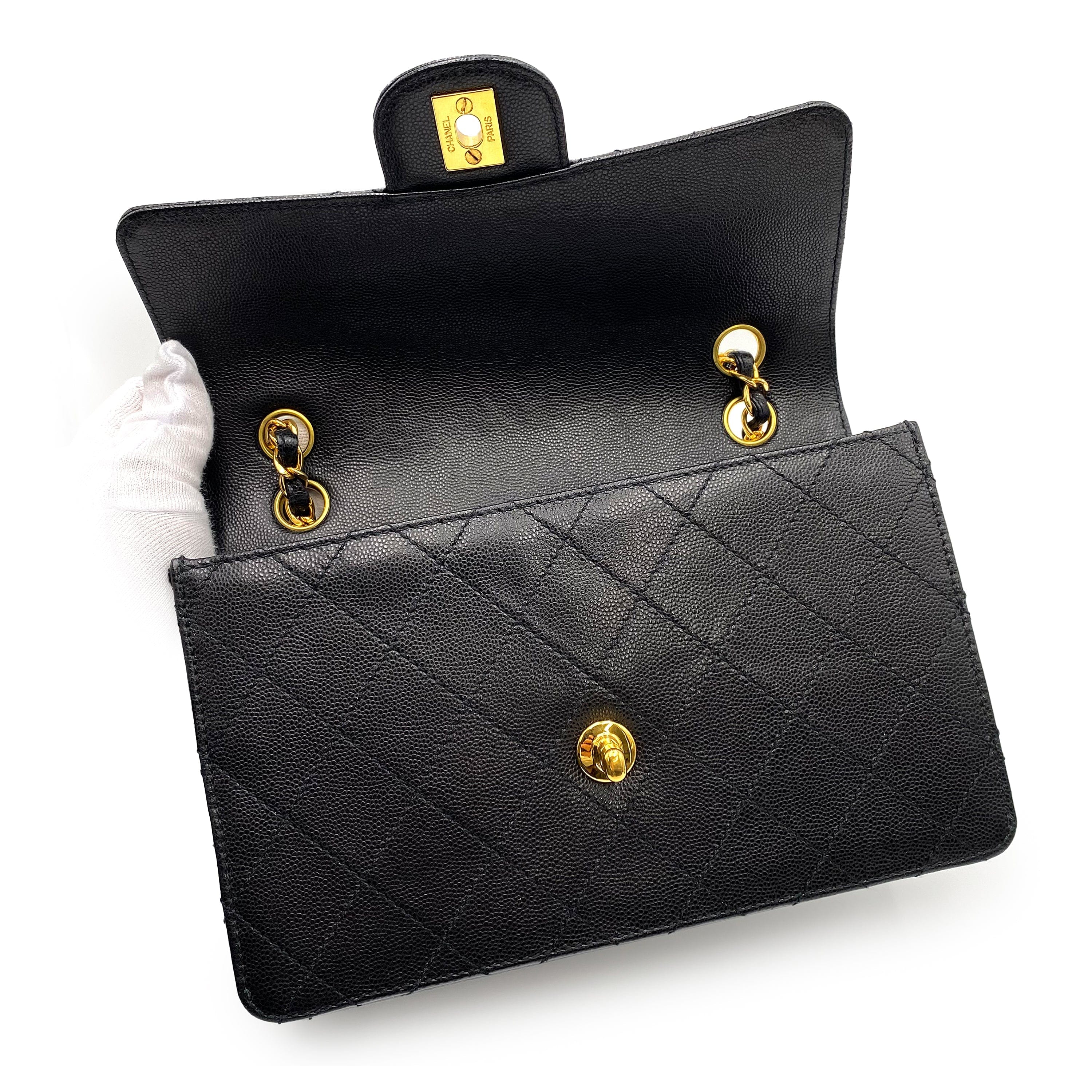 Chanel CHANEL VINTAGE CHAIN SHOULDER BAG BLACK CAVIAR SKIN 90226711