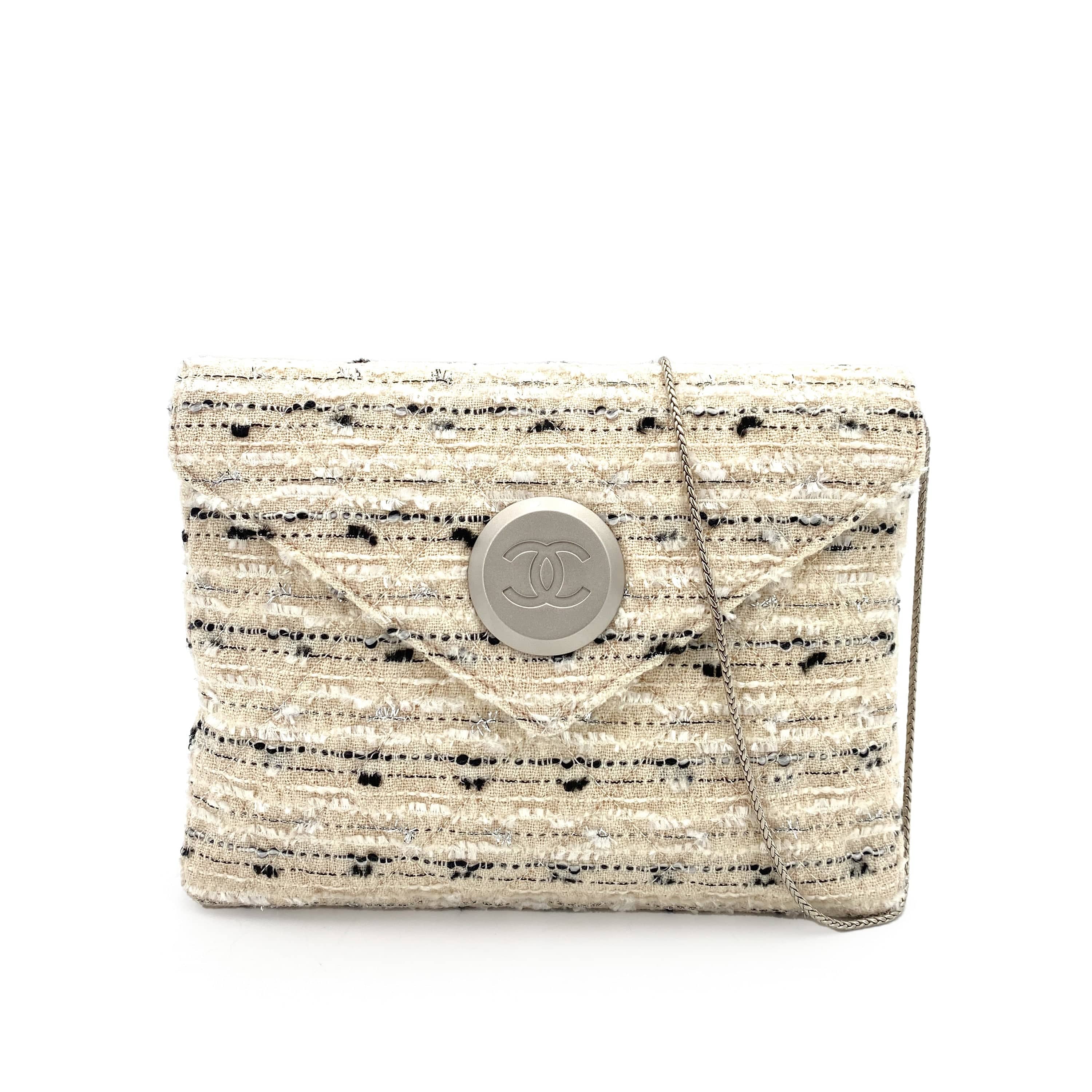 chanel CHANEL VINTAGE CHAIN SHOULDER BAG MULTICOLOR TWEED 90240950