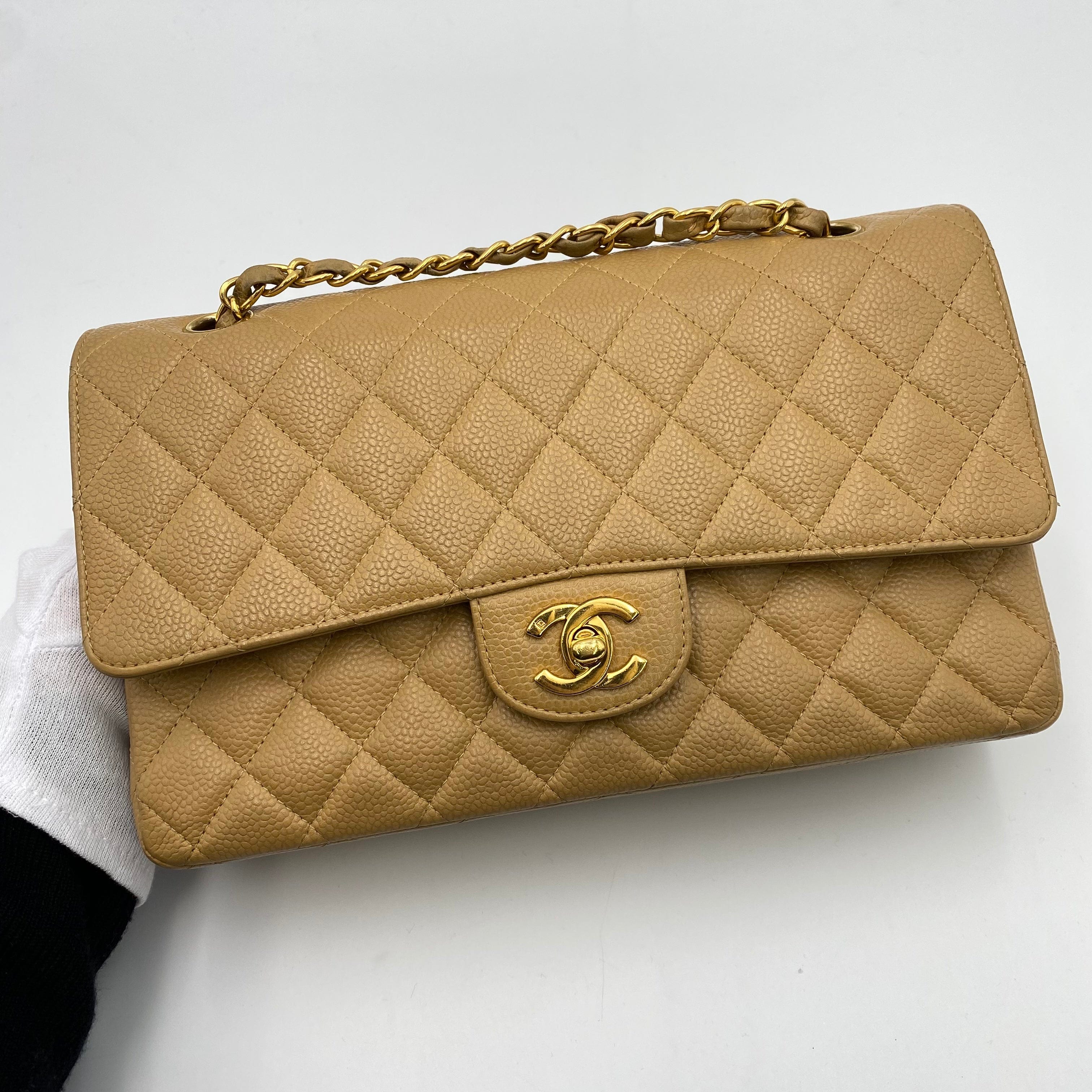 Chanel Chanel Vintage Classic Flap Medium Beige Caviar GHW #6 90202042