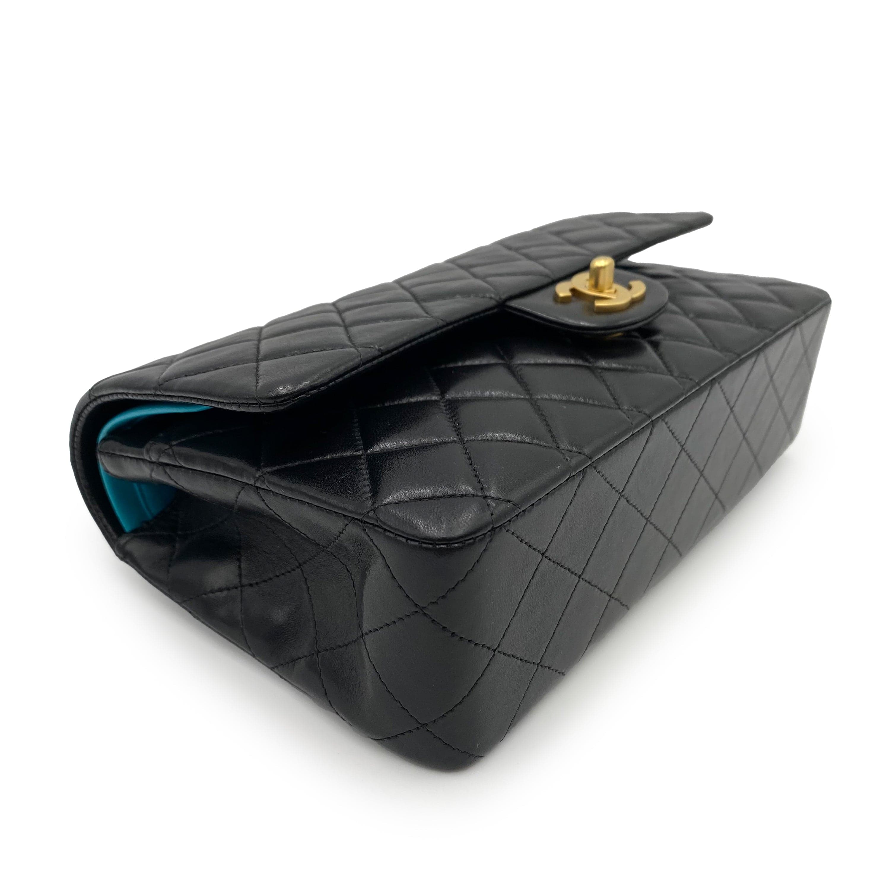 Chanel Chanel Vintage Classic Flap Medium Black Blue Lambskin GHW #6 90232178