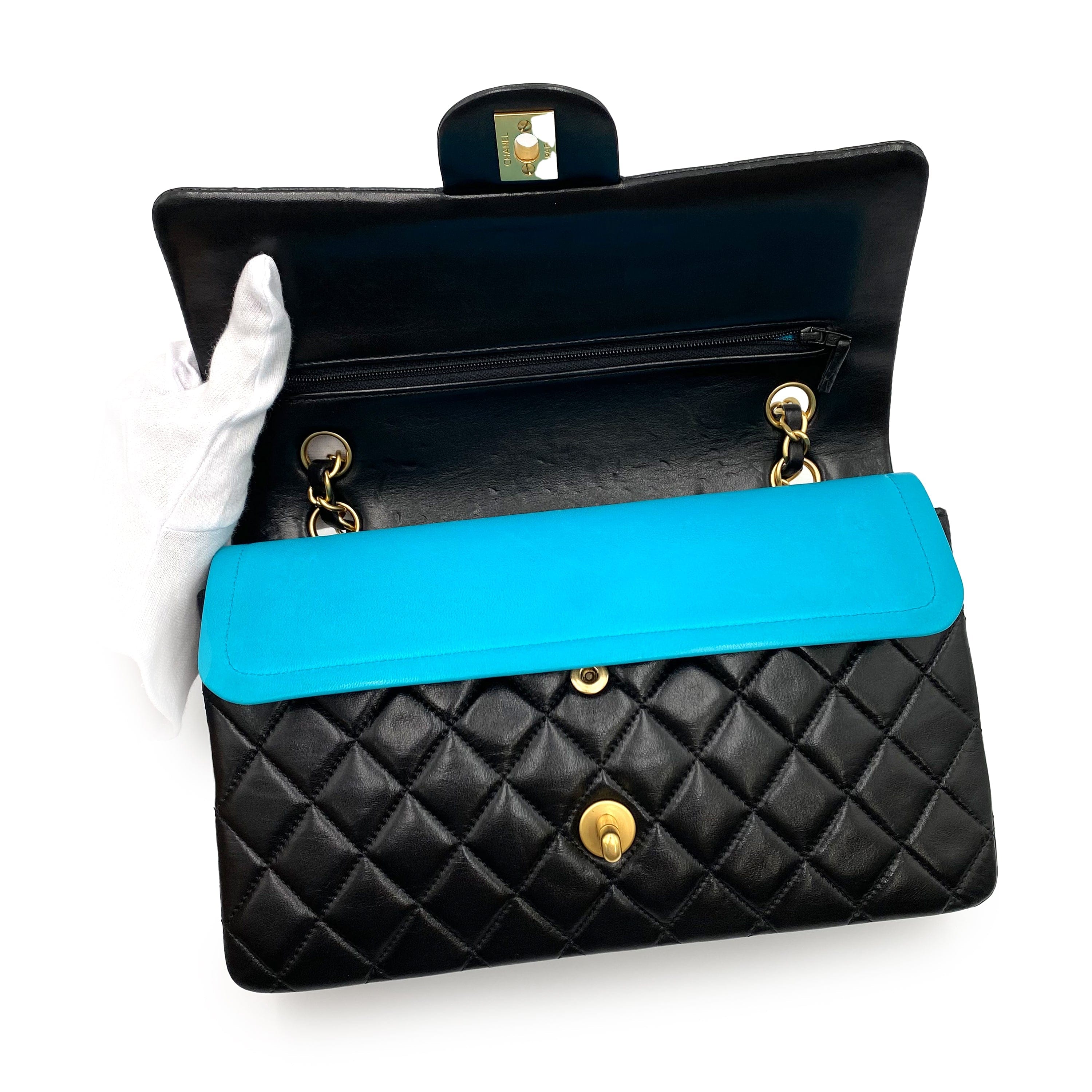 Chanel Chanel Vintage Classic Flap Medium Black Blue Lambskin GHW #6 90232178