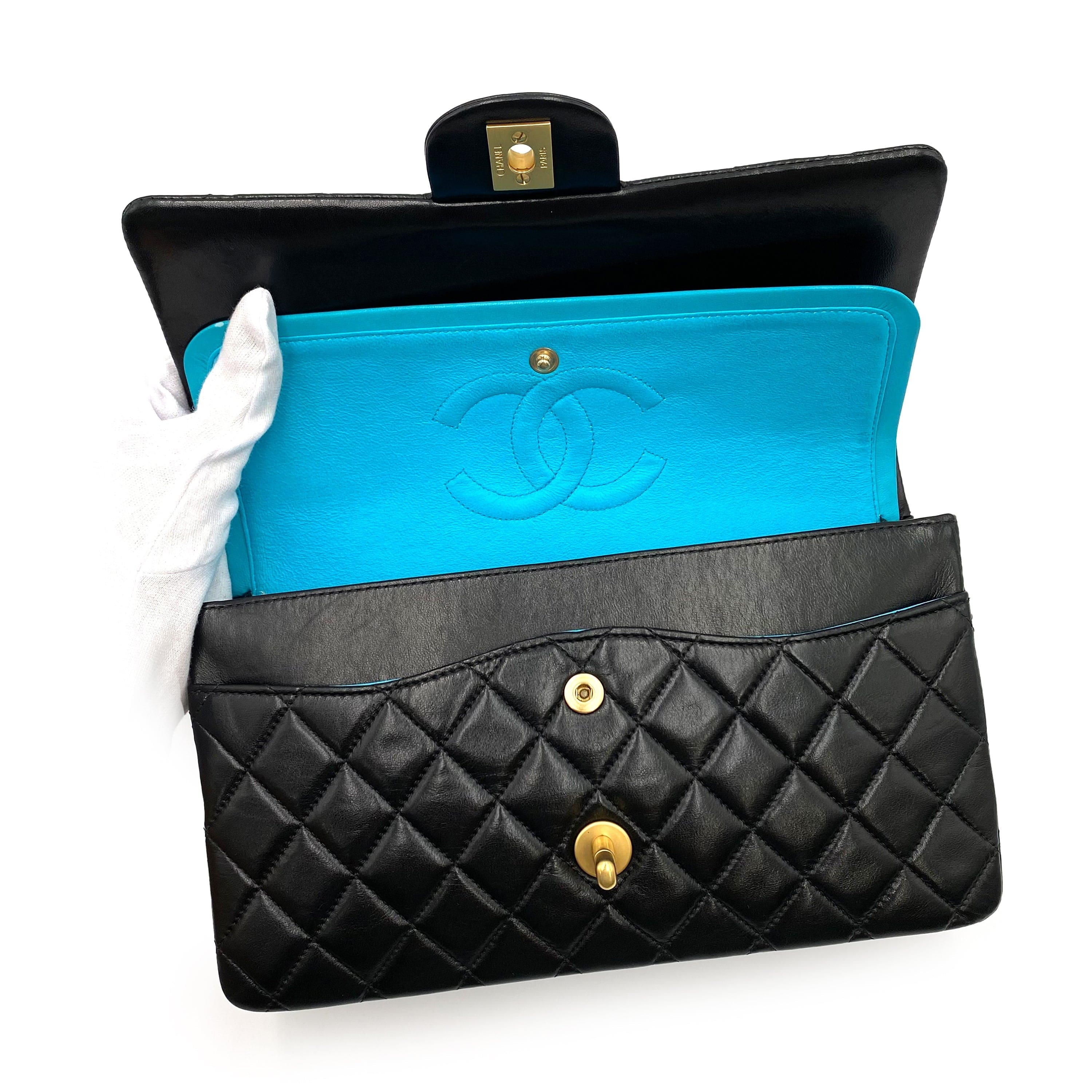 Chanel Chanel Vintage Classic Flap Medium Black Blue Lambskin GHW #6 90232178