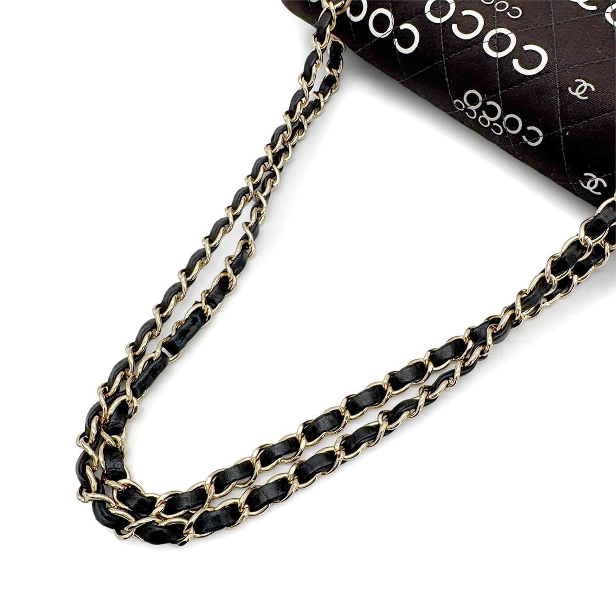 Chanel CHANEL VINTAGE CLASSIC FLAP MEDIUM CHAIN SHOULDER BAG BLACK CANVAS 90269266