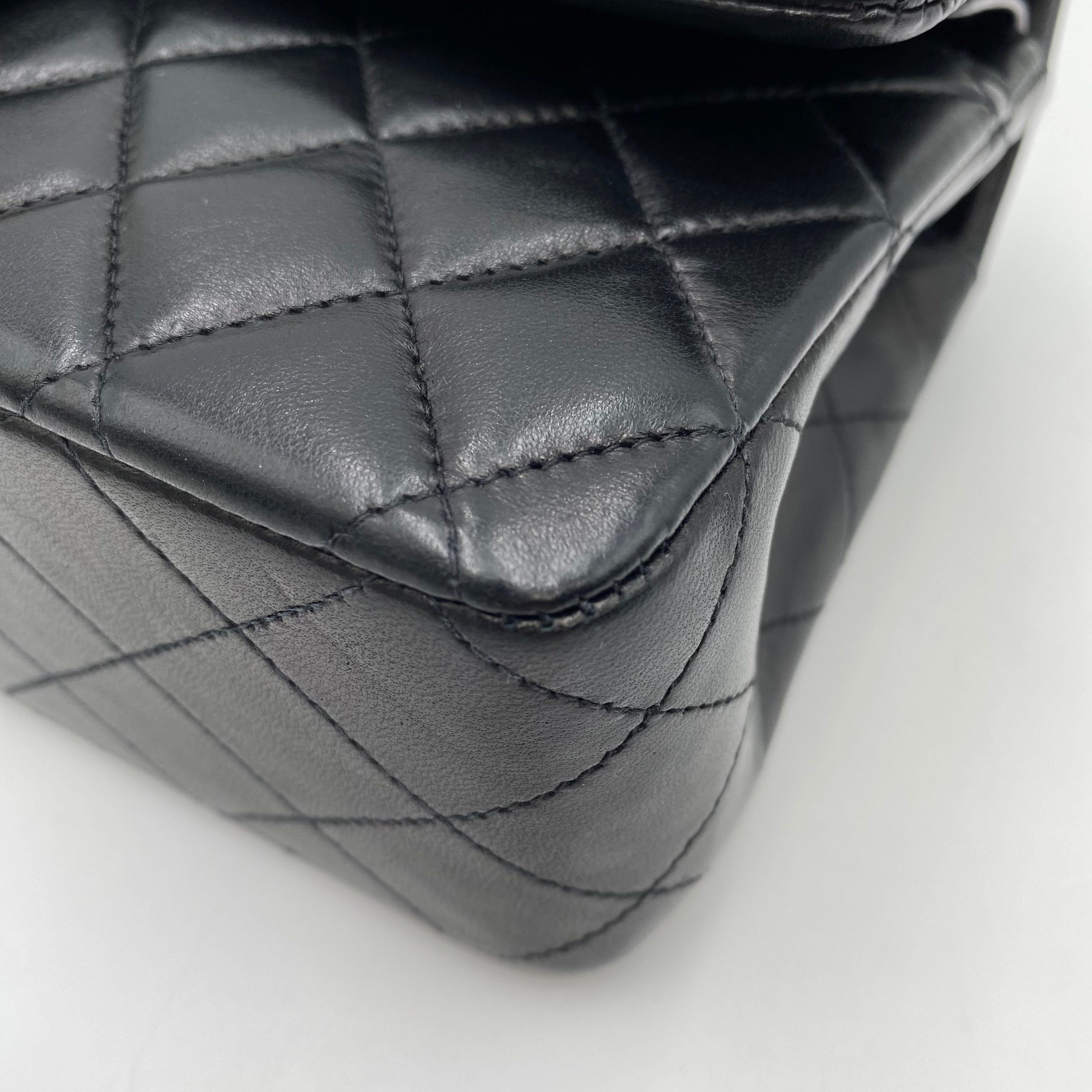 chanel CHANEL VINTAGE CLASSIC FLAP MEDIUM CHAIN SHOULDER BAG BLACK LAMB SKIN 90221257