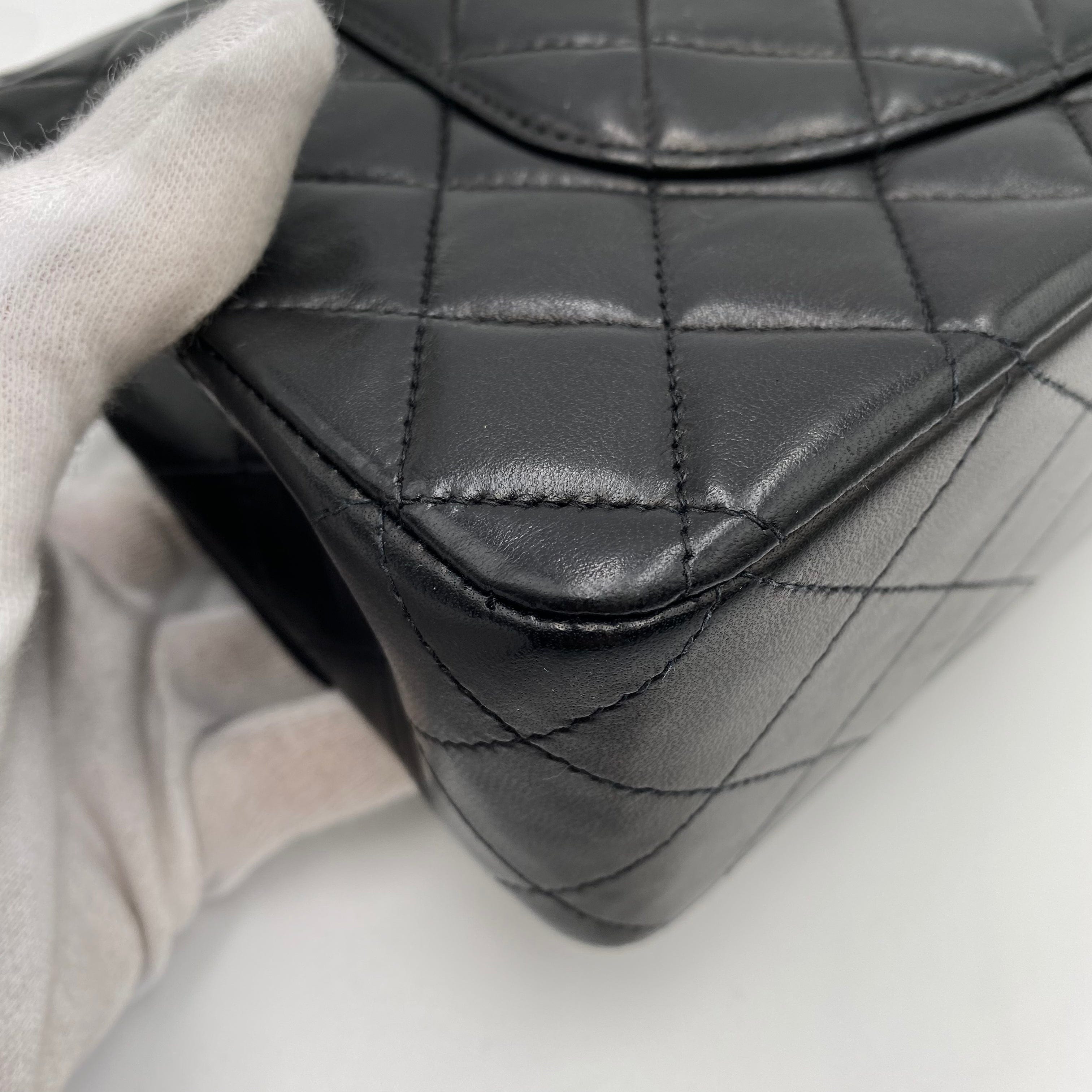 chanel CHANEL VINTAGE CLASSIC FLAP MEDIUM CHAIN SHOULDER BAG BLACK LAMB SKIN 90221257