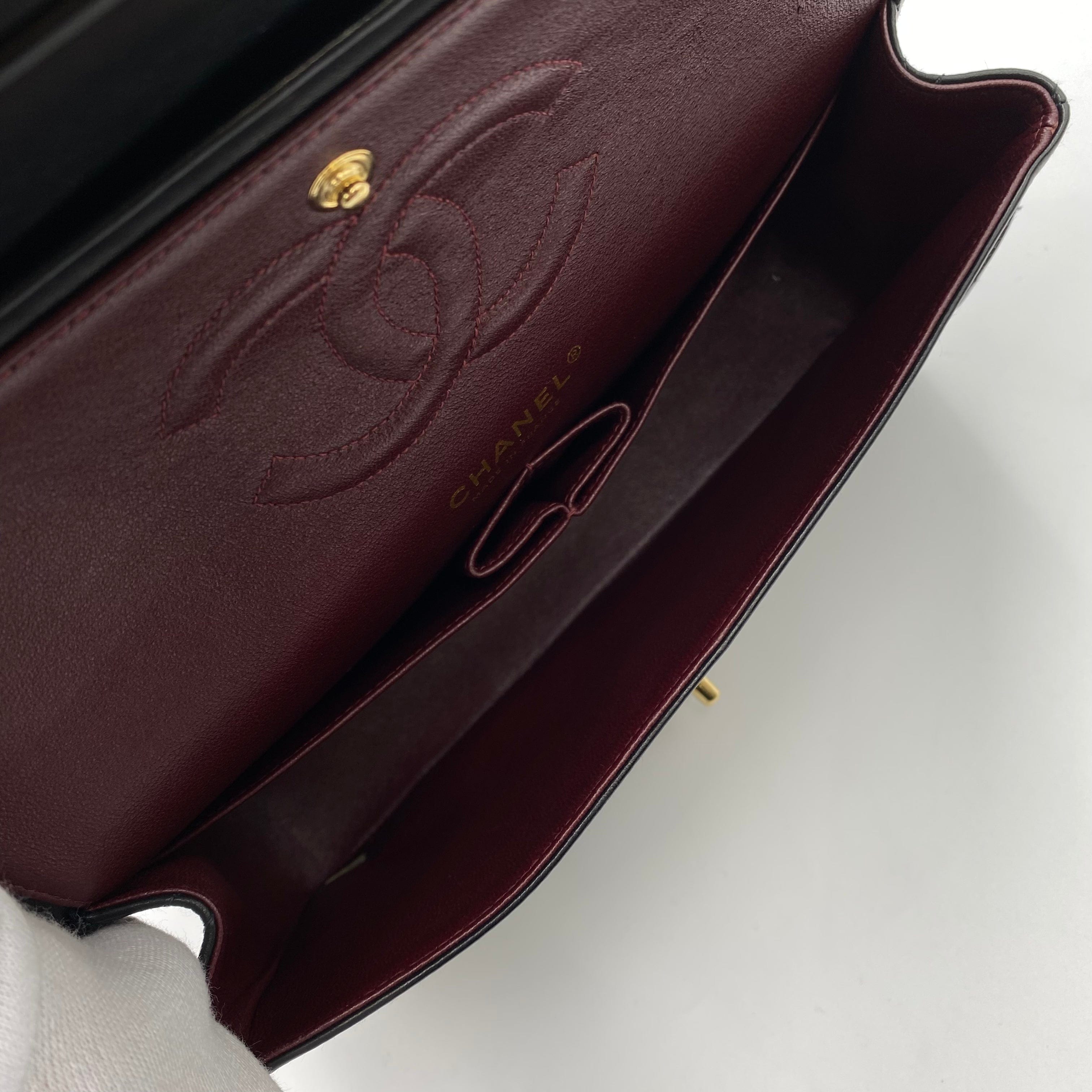 chanel CHANEL VINTAGE CLASSIC FLAP MEDIUM CHAIN SHOULDER BAG BLACK LAMB SKIN 90221257