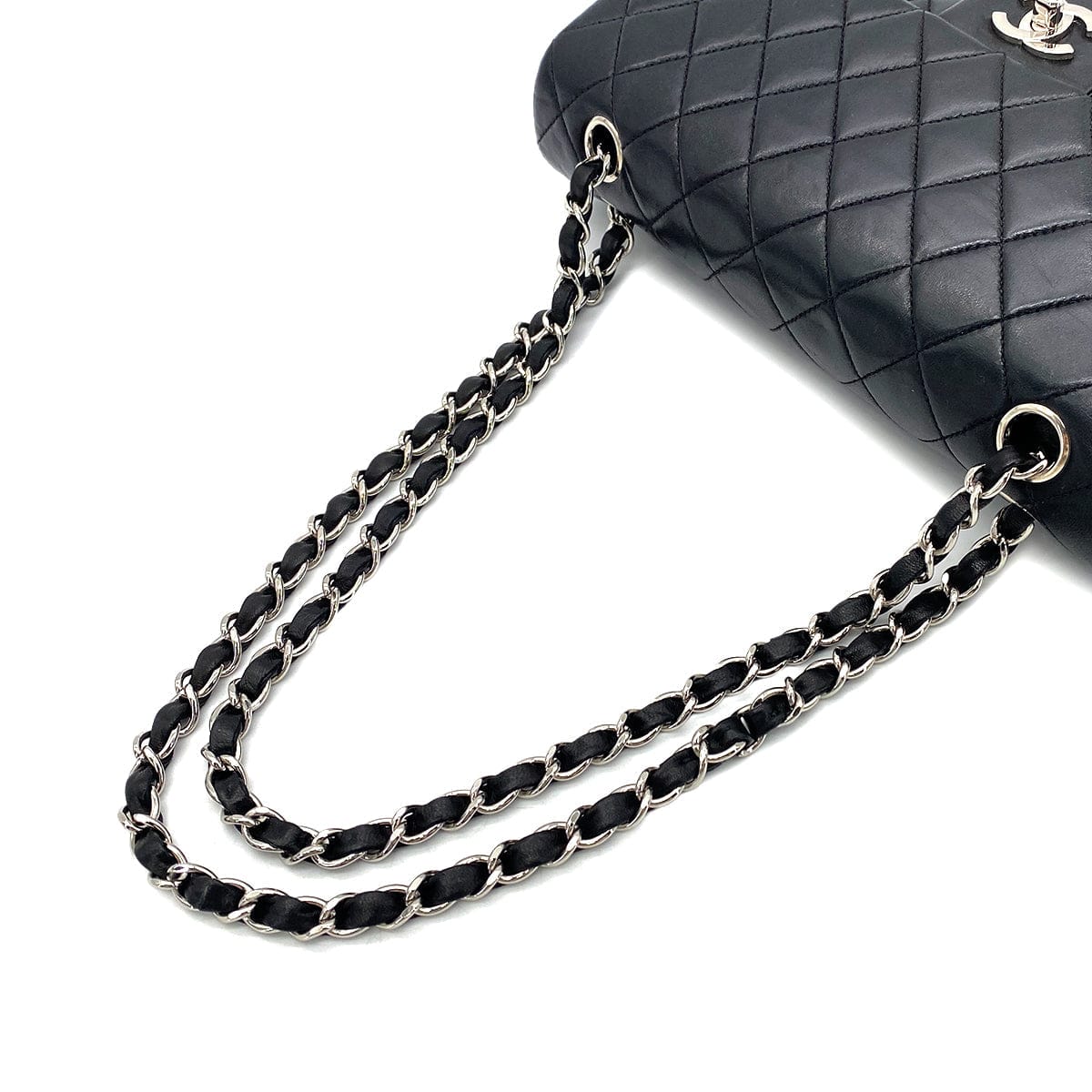 CHANEL CHANEL VINTAGE CLASSIC FLAP MEDIUM CHAIN SHOULDER BAG BLACK LAMB SKIN 90268898