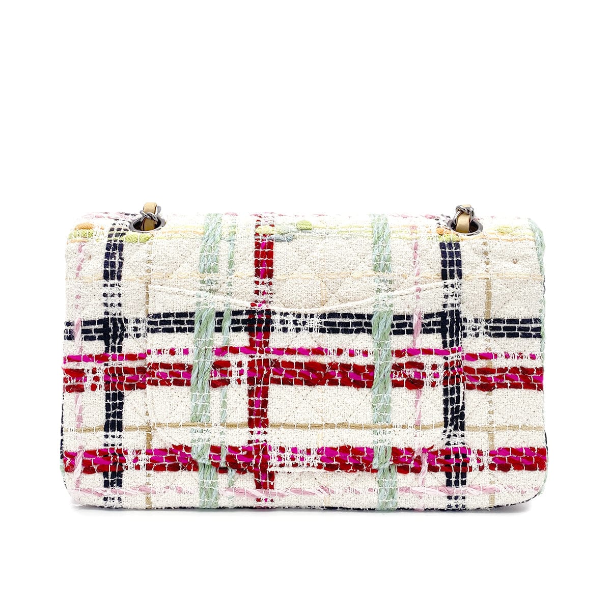 CHANEL CHANEL VINTAGE CLASSIC FLAP MEDIUM CHAIN SHOULDER BAG MULTICOLOR TWEED 90266711