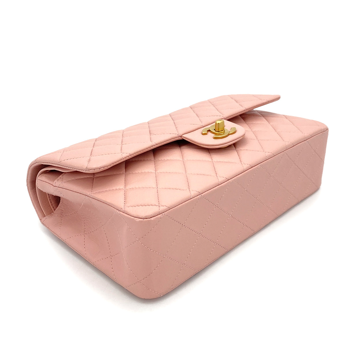 Chanel CHANEL VINTAGE CLASSIC FLAP MEDIUM CHAIN SHOULDER BAG PINK LAMB SKIN 90260131
