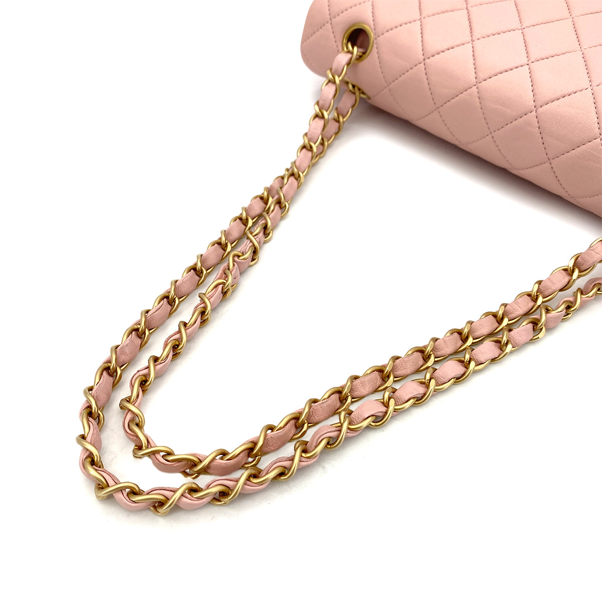 Chanel CHANEL VINTAGE CLASSIC FLAP MEDIUM CHAIN SHOULDER BAG PINK LAMB SKIN 90260131