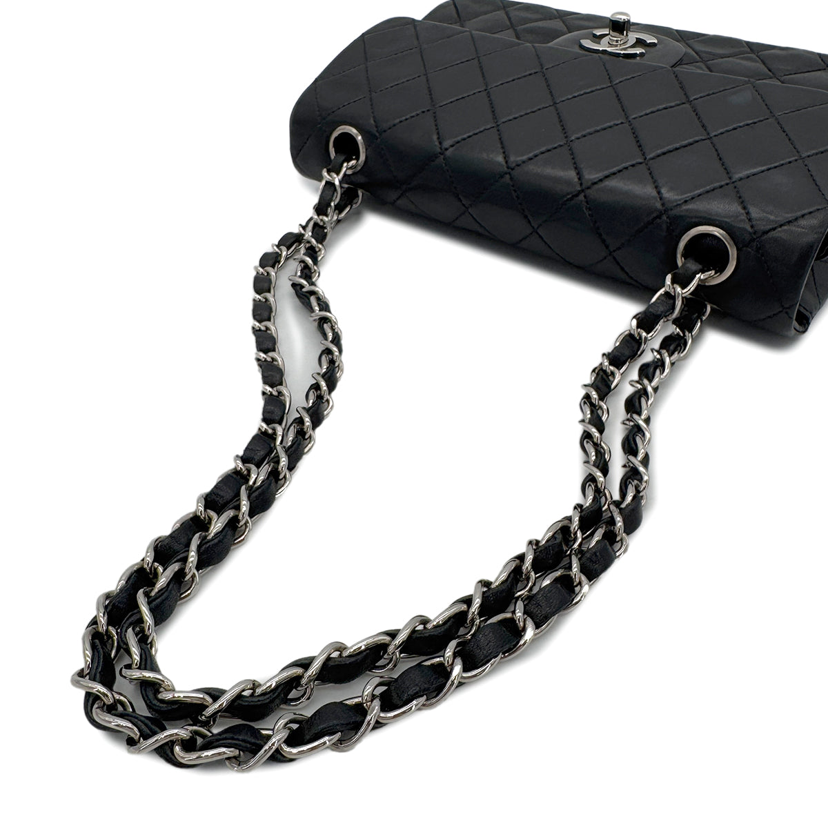 CHANEL CHANEL VINTAGE CLASSIC FLAP SMALL CHAIN SHOULDER BAG BLACK LAMB SKIN 90288002