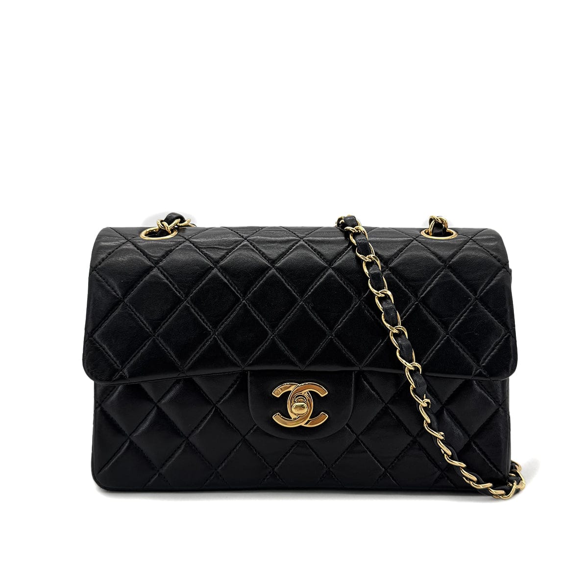 CHANEL CHANEL VINTAGE CLASSIC FLAP SMALL CHAIN SHOULDER BAG BLACK LAMB SKIN 90292741